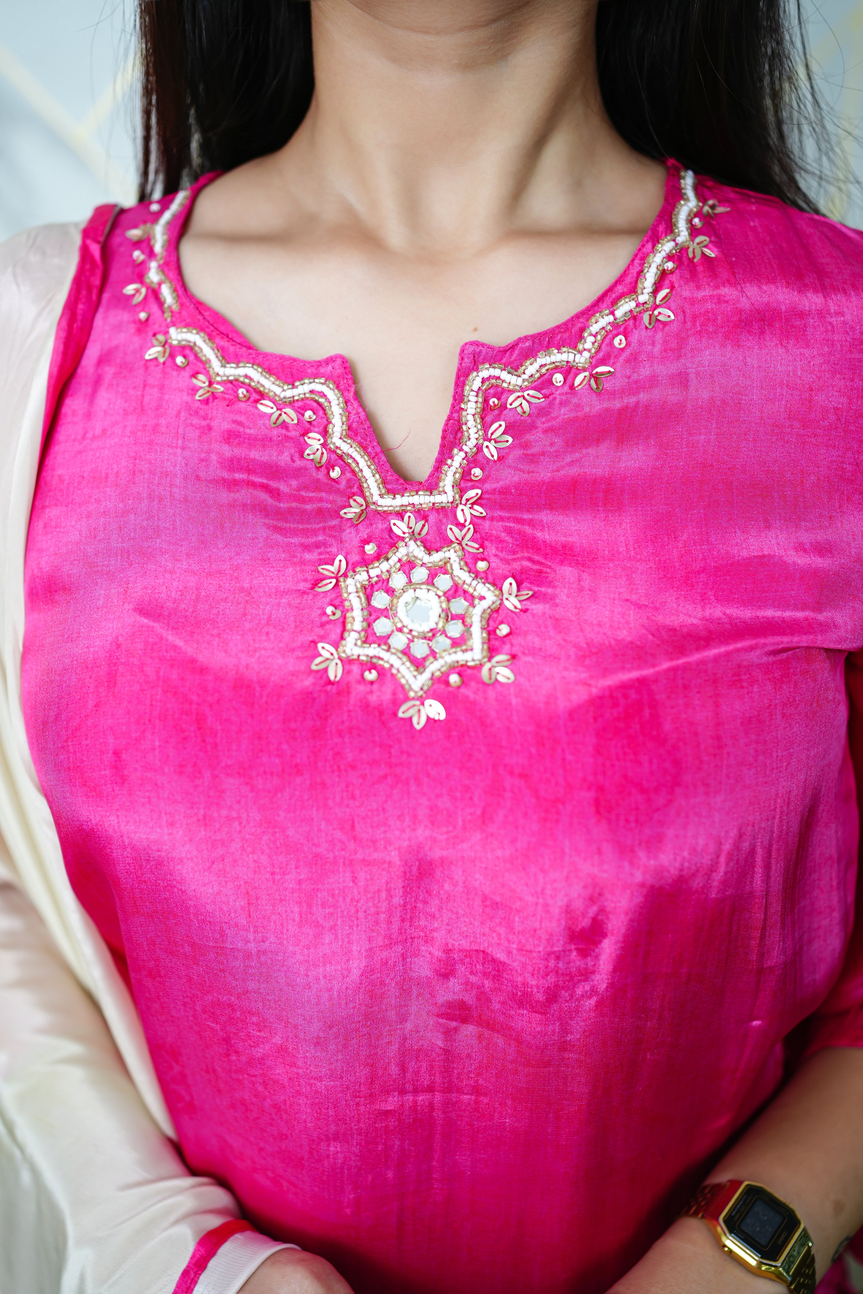 Palak Crepe HandEmbroidered Pant Set - The Jaipur Studio