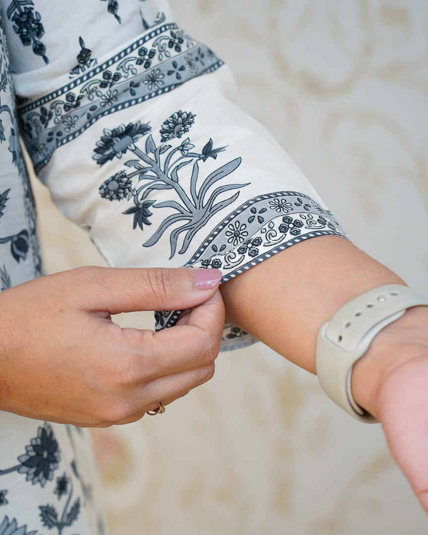 Ruhi Cotton Embroidered A-line Divider set - The Jaipur Studio