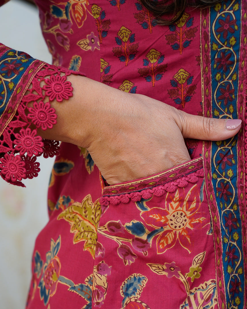 Libha Cotton Embroidered A-line Divider set - The Jaipur Studio