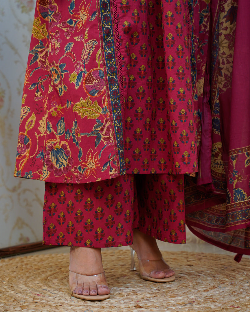 Libha Cotton Embroidered A-line Divider set - The Jaipur Studio