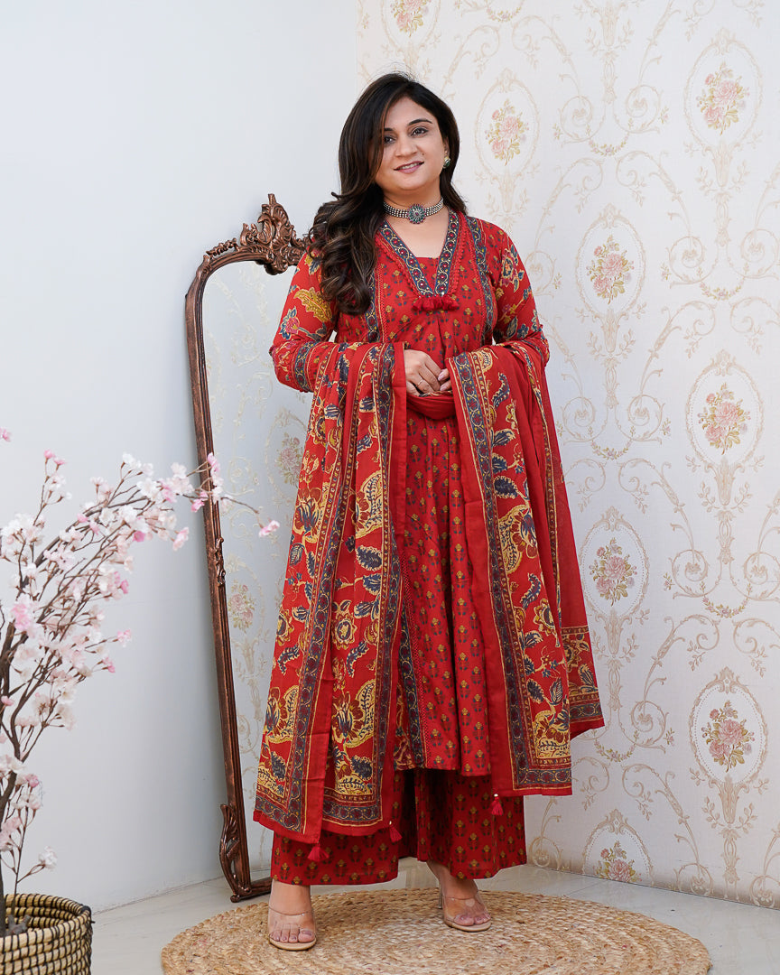 Libha Cotton Embroidered A-line Divider set - The Jaipur Studio