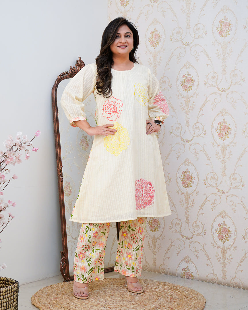 Dobby Cotton A-line Embroidered Coord set - The Jaipur Studio
