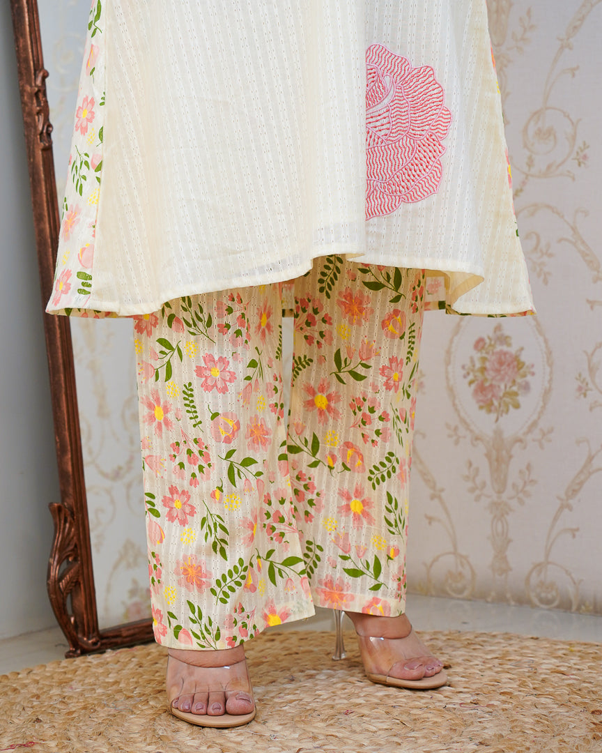 Dobby Cotton A-line Embroidered Coord set - The Jaipur Studio