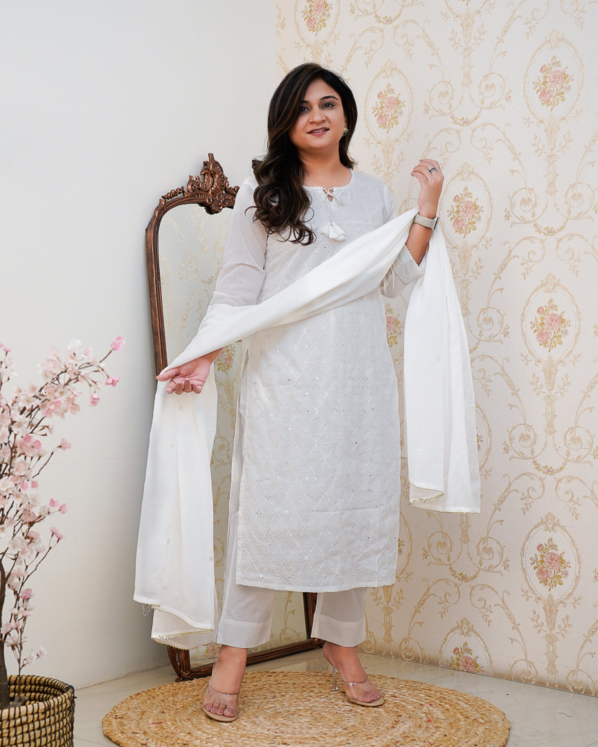 Summerish Mul Cotton Embroidered Pant Set - The Jaipur Studio