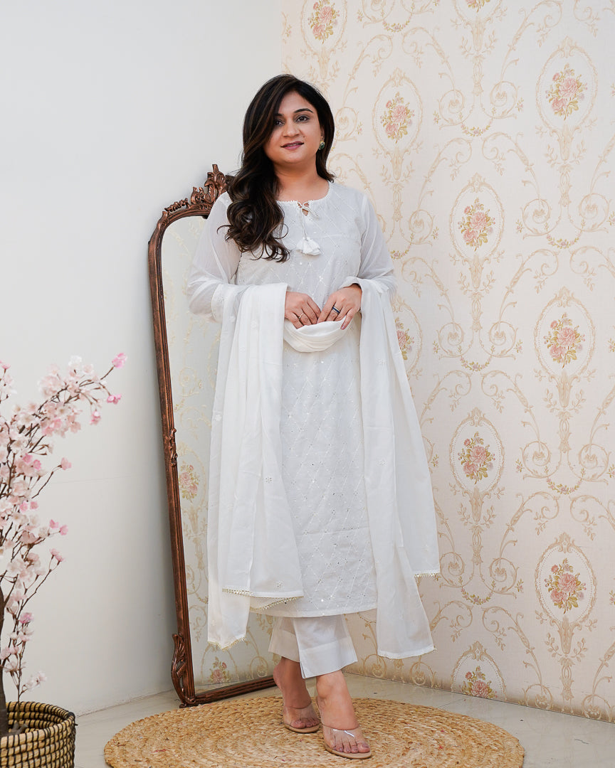 Summerish Mul Cotton Embroidered Pant Set - The Jaipur Studio