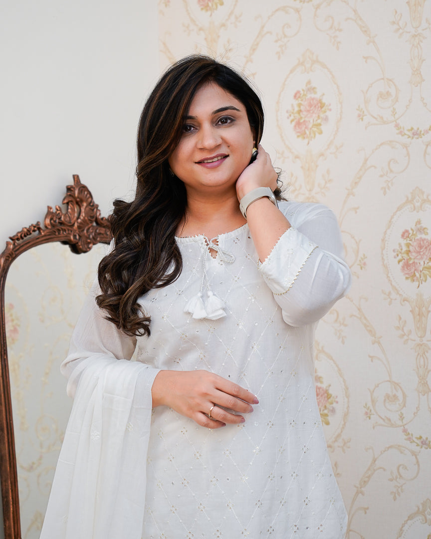 Summerish Mul Cotton Embroidered Pant Set - The Jaipur Studio