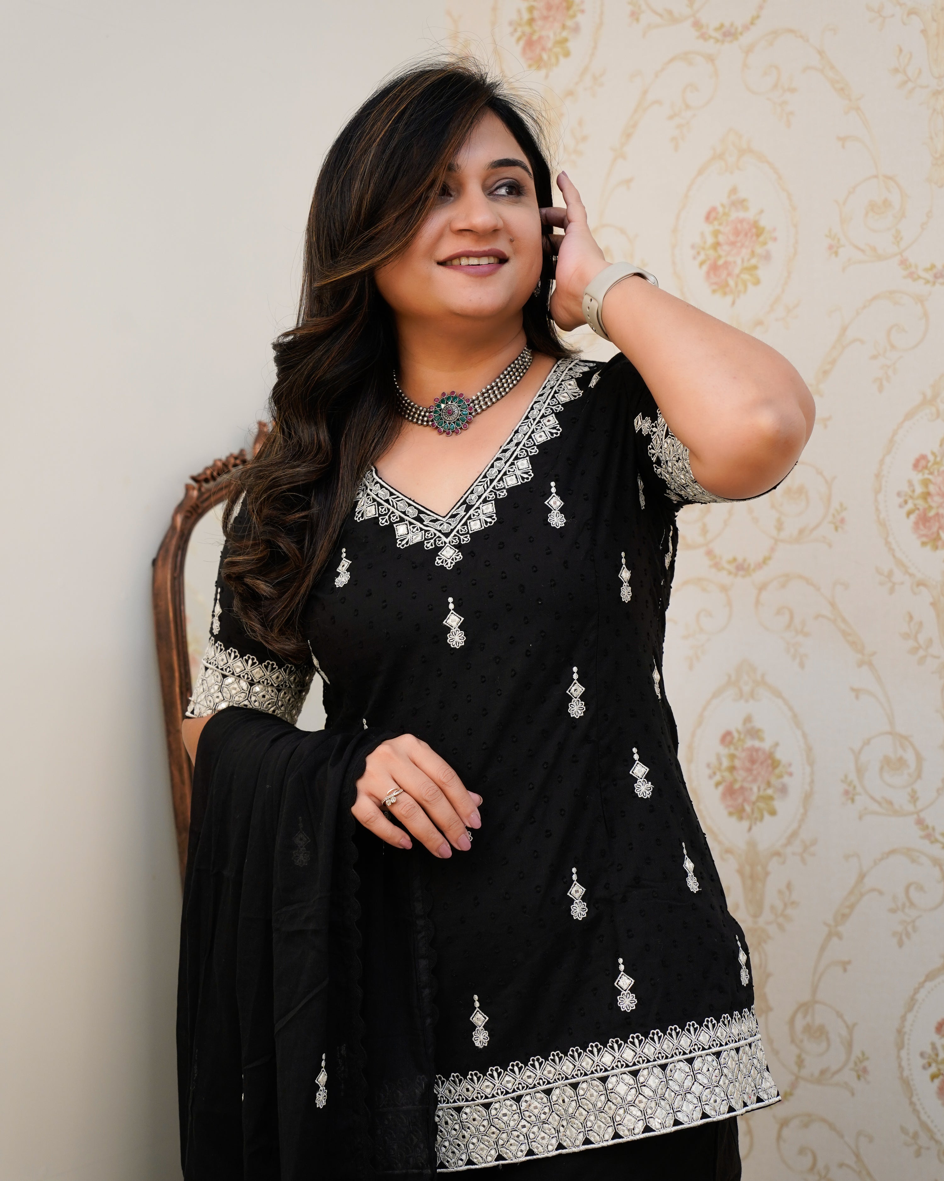 Parul Mul Cotton Embroidered Sharara Set - The Jaipur Studio