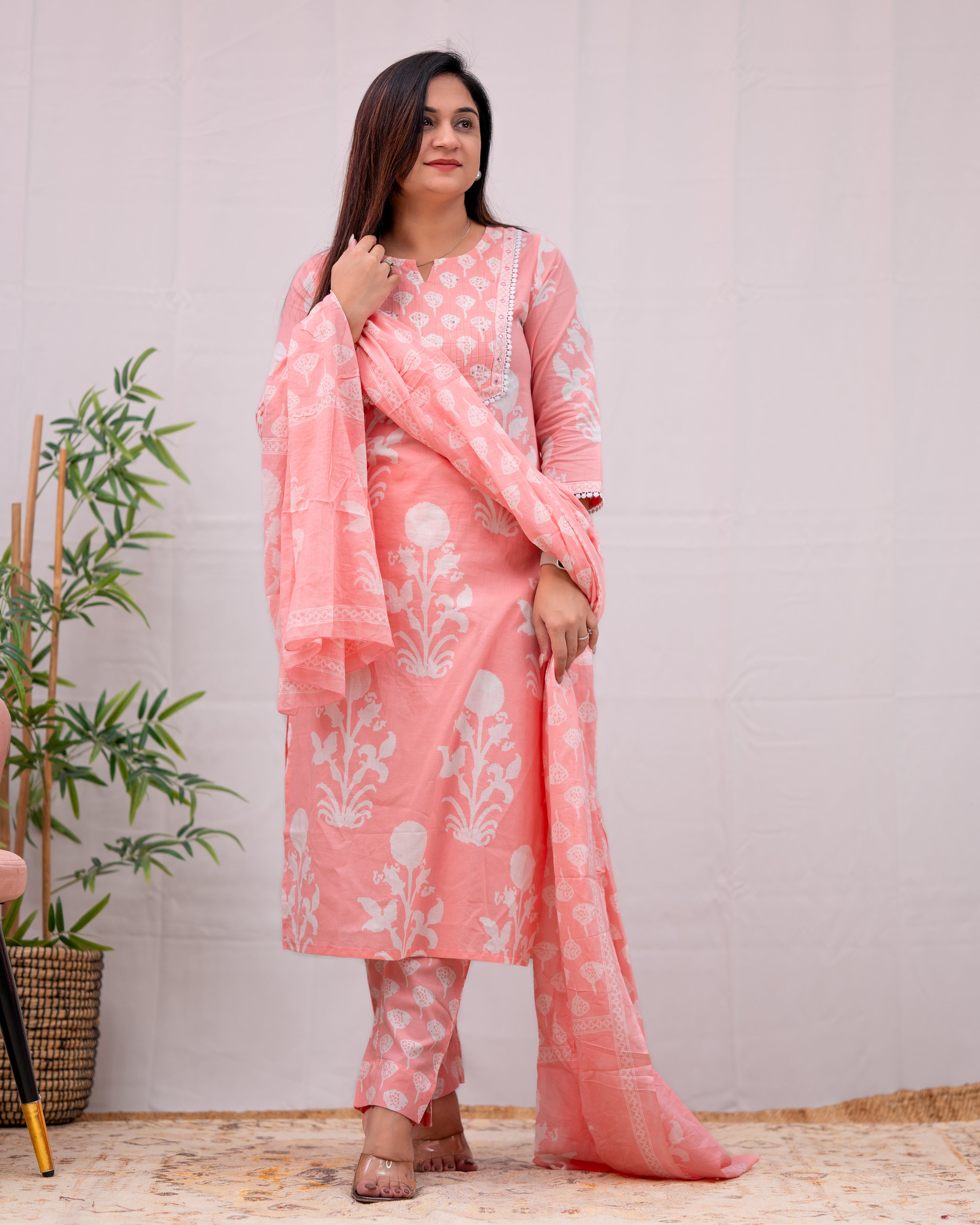 Lisha cotton handblock print Pant Set - The Jaipur Studio