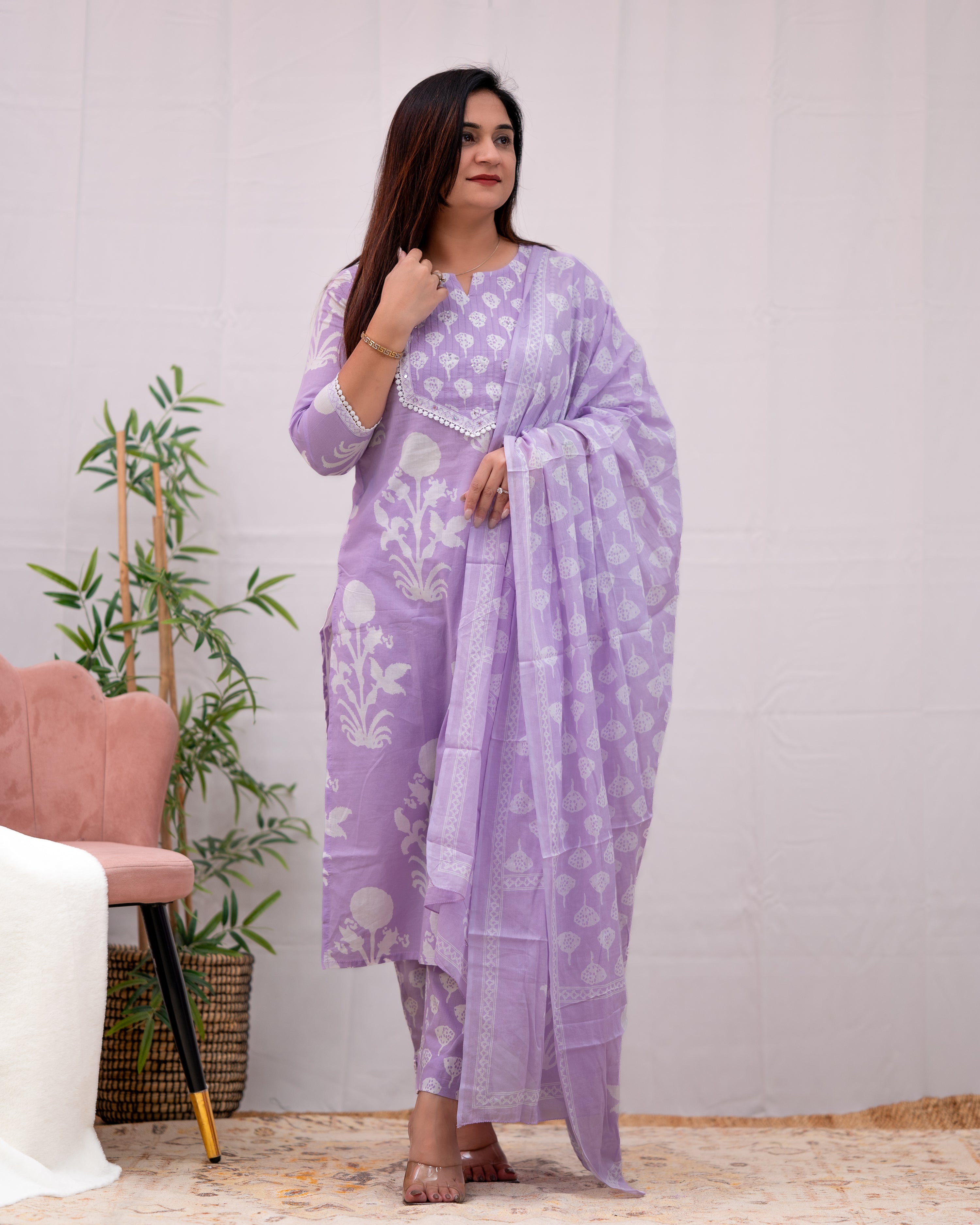 Lisha cotton handblock print Pant Set - The Jaipur Studio