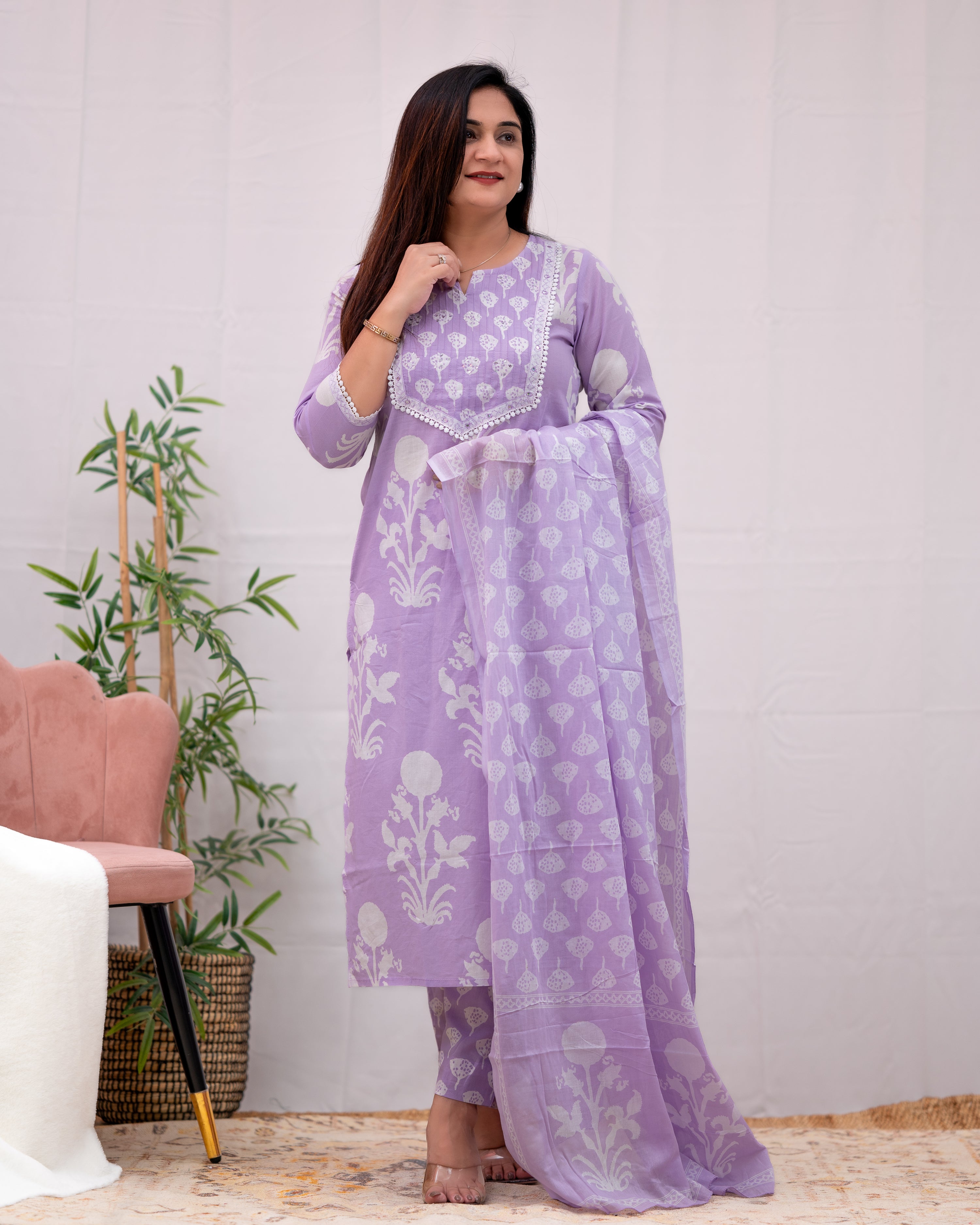 Lisha cotton handblock print Pant Set - The Jaipur Studio
