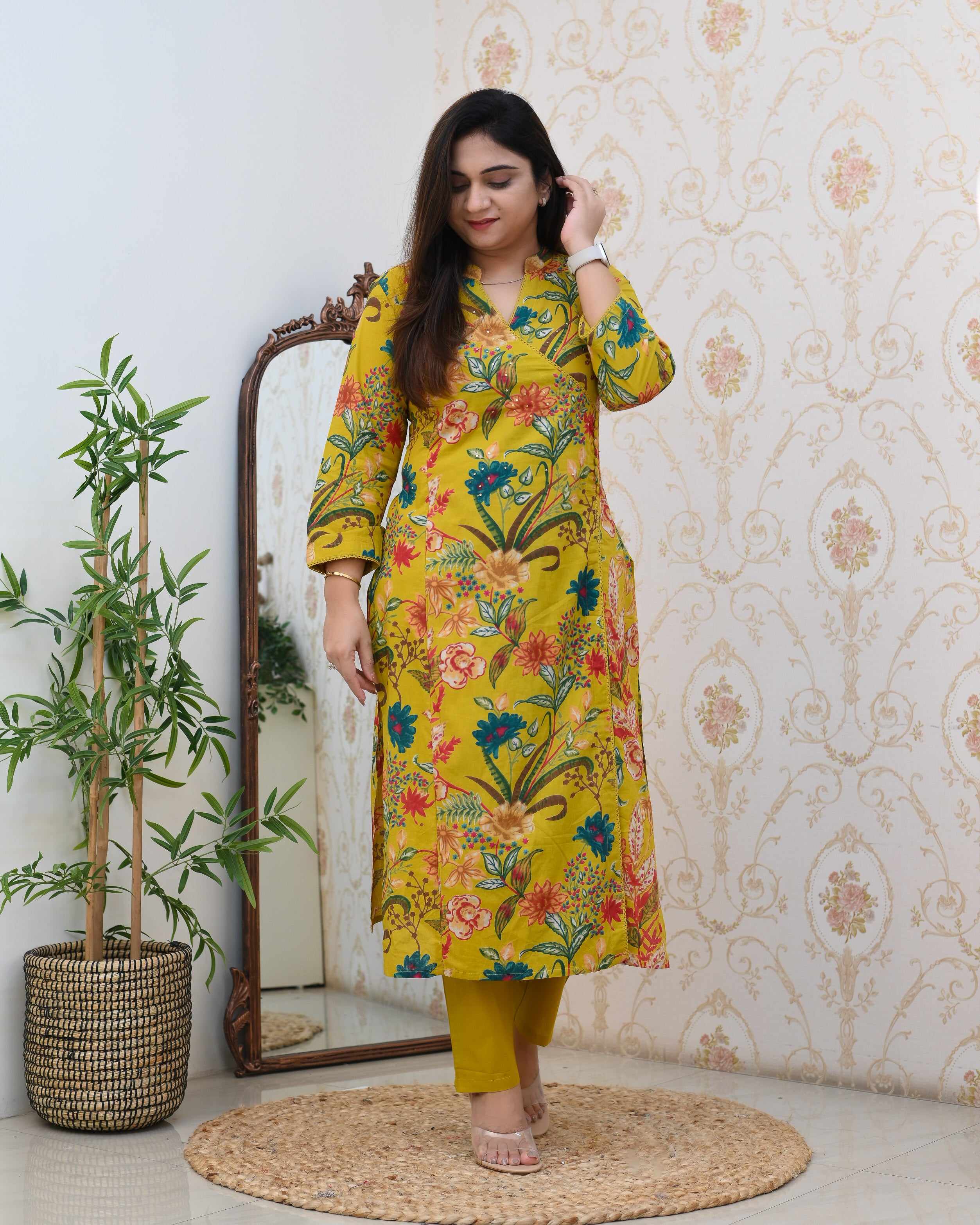Anushka Casual Angrakha Style Cotton Pant Set - The Jaipur Studio