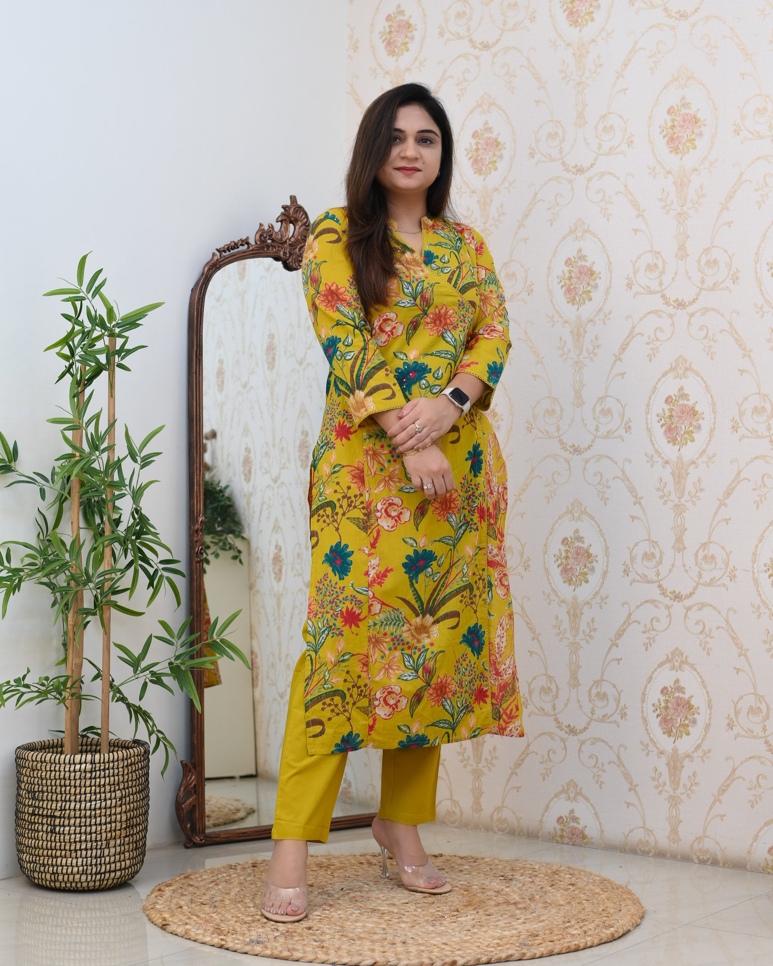 Anushka Casual Angrakha Style Cotton Pant Set - The Jaipur Studio