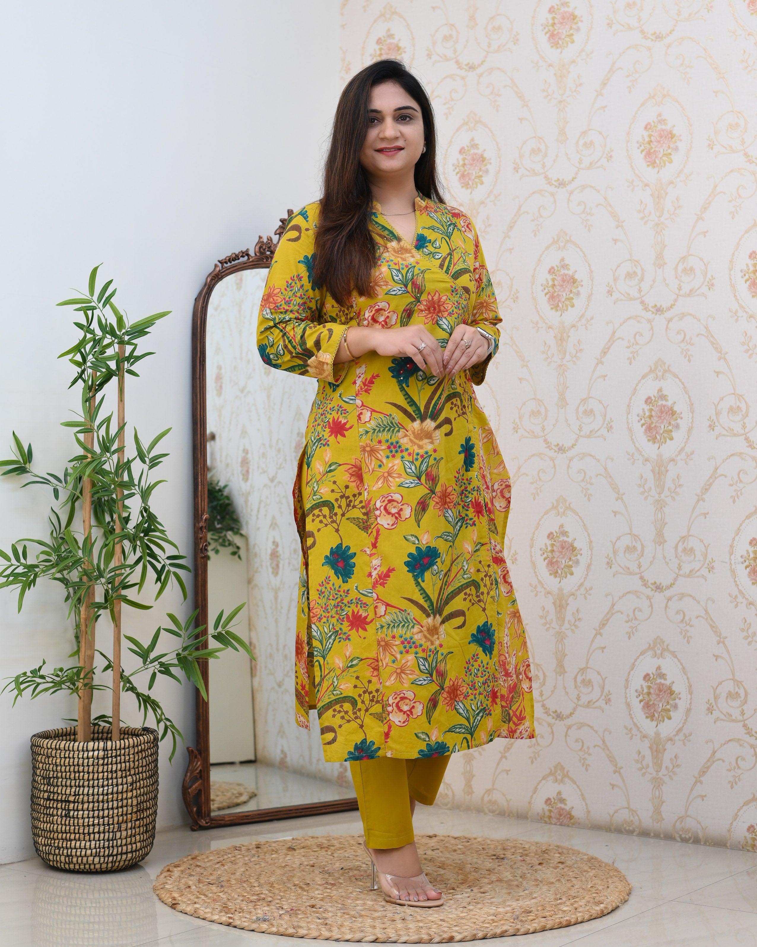 Anushka Casual Angrakha Style Cotton Pant Set - The Jaipur Studio