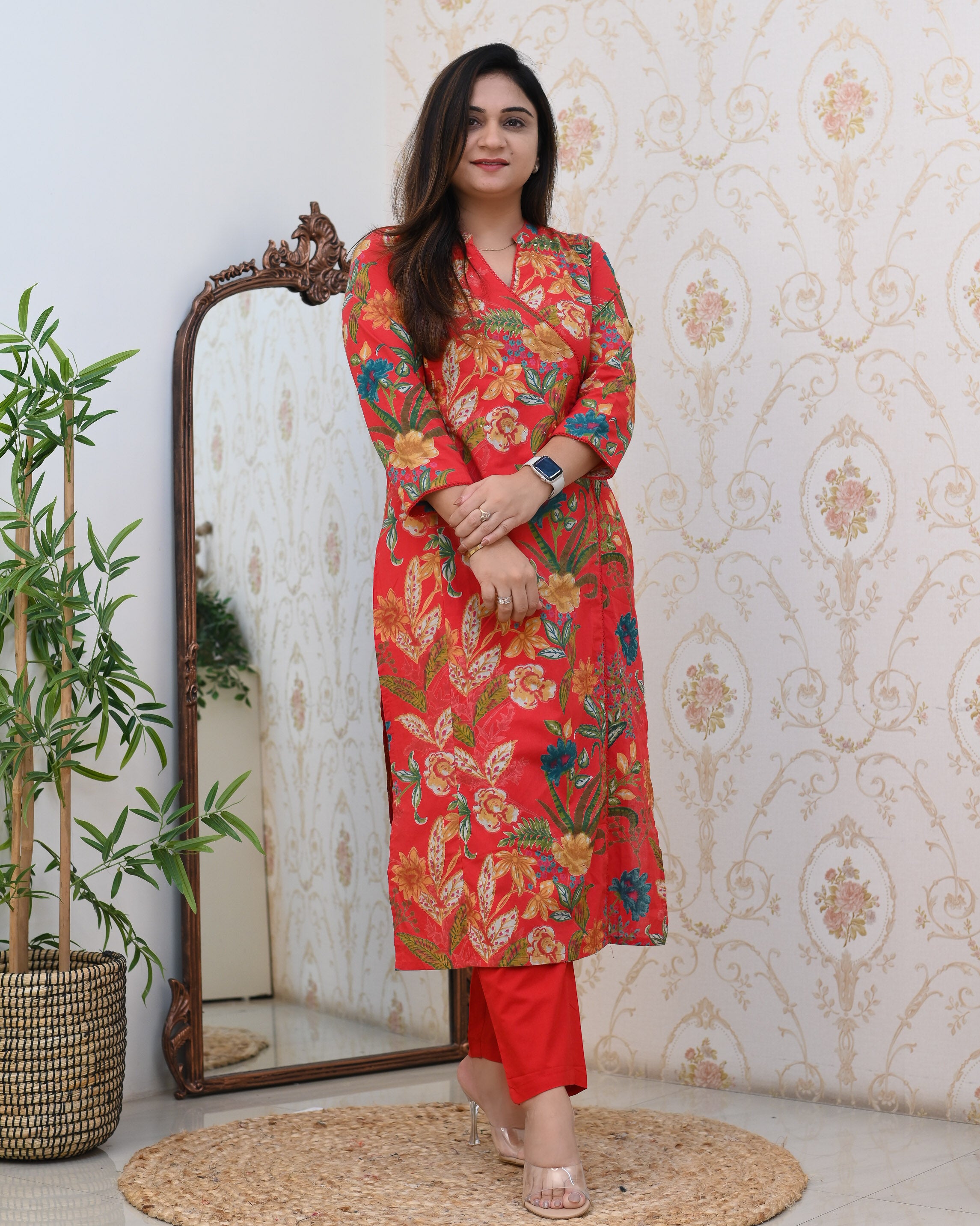 Anushka Casual Angrakha Style Cotton Pant Set - The Jaipur Studio