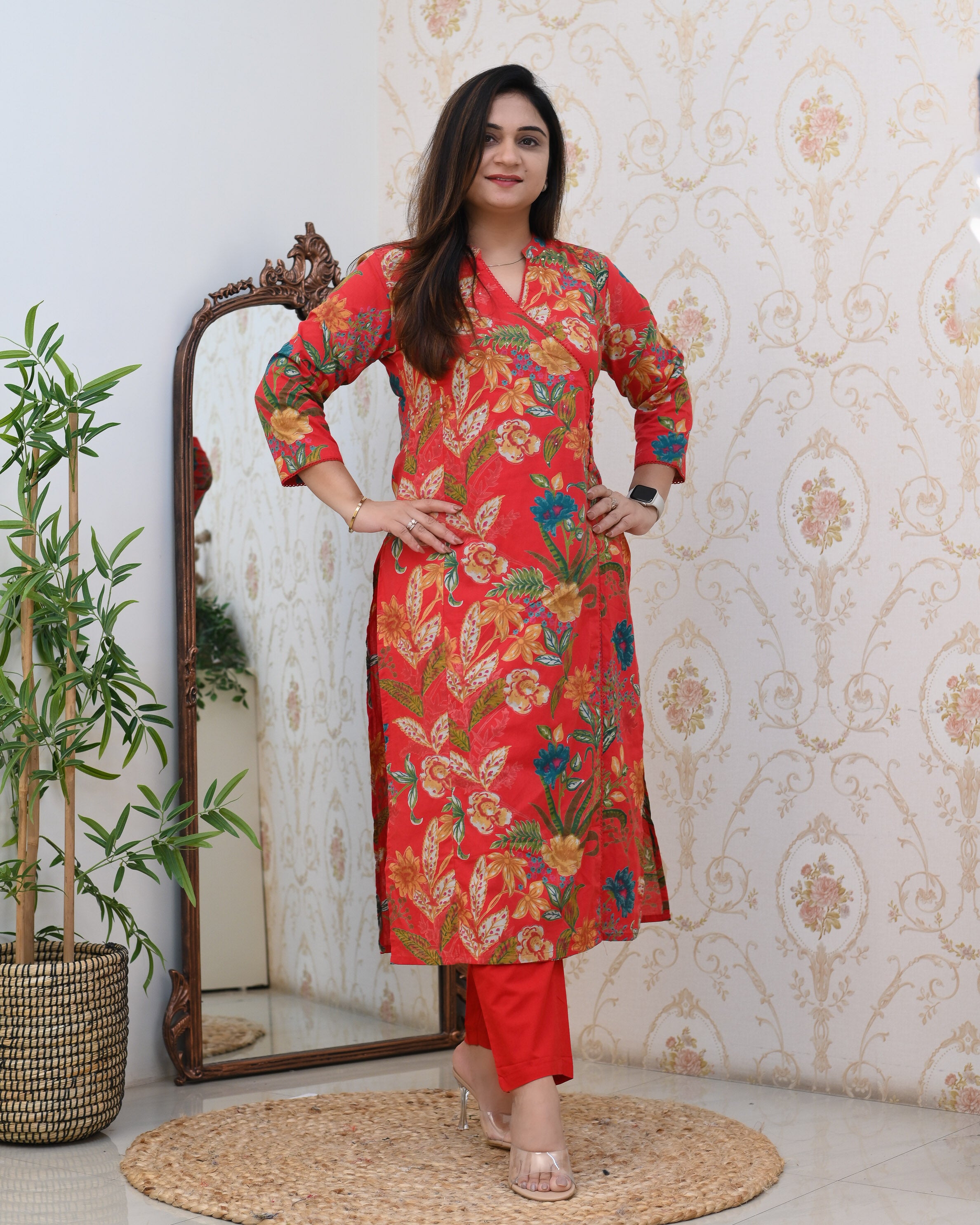 Anushka Casual Angrakha Style Cotton Pant Set - The Jaipur Studio