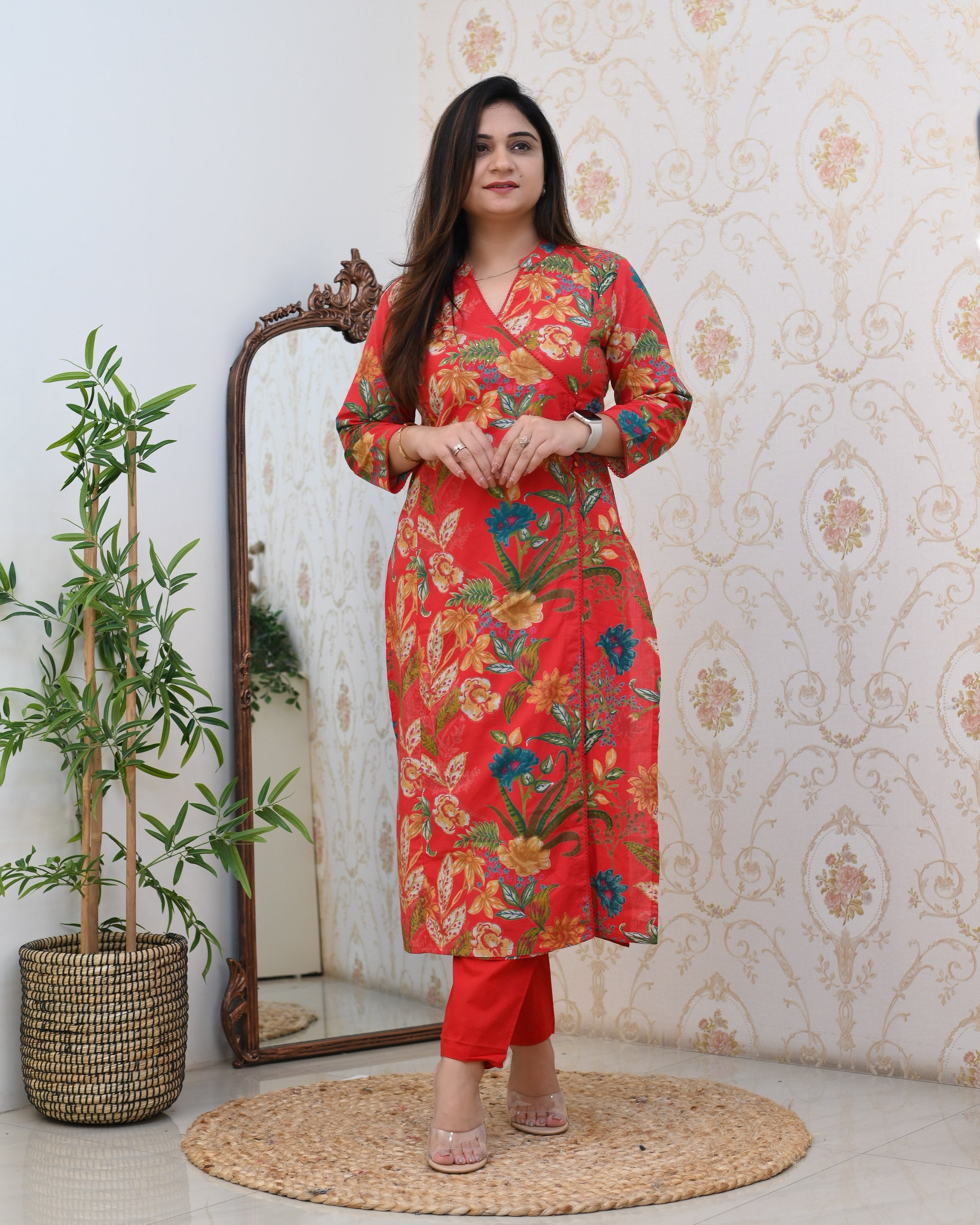 Anushka Casual Angrakha Style Cotton Pant Set - The Jaipur Studio