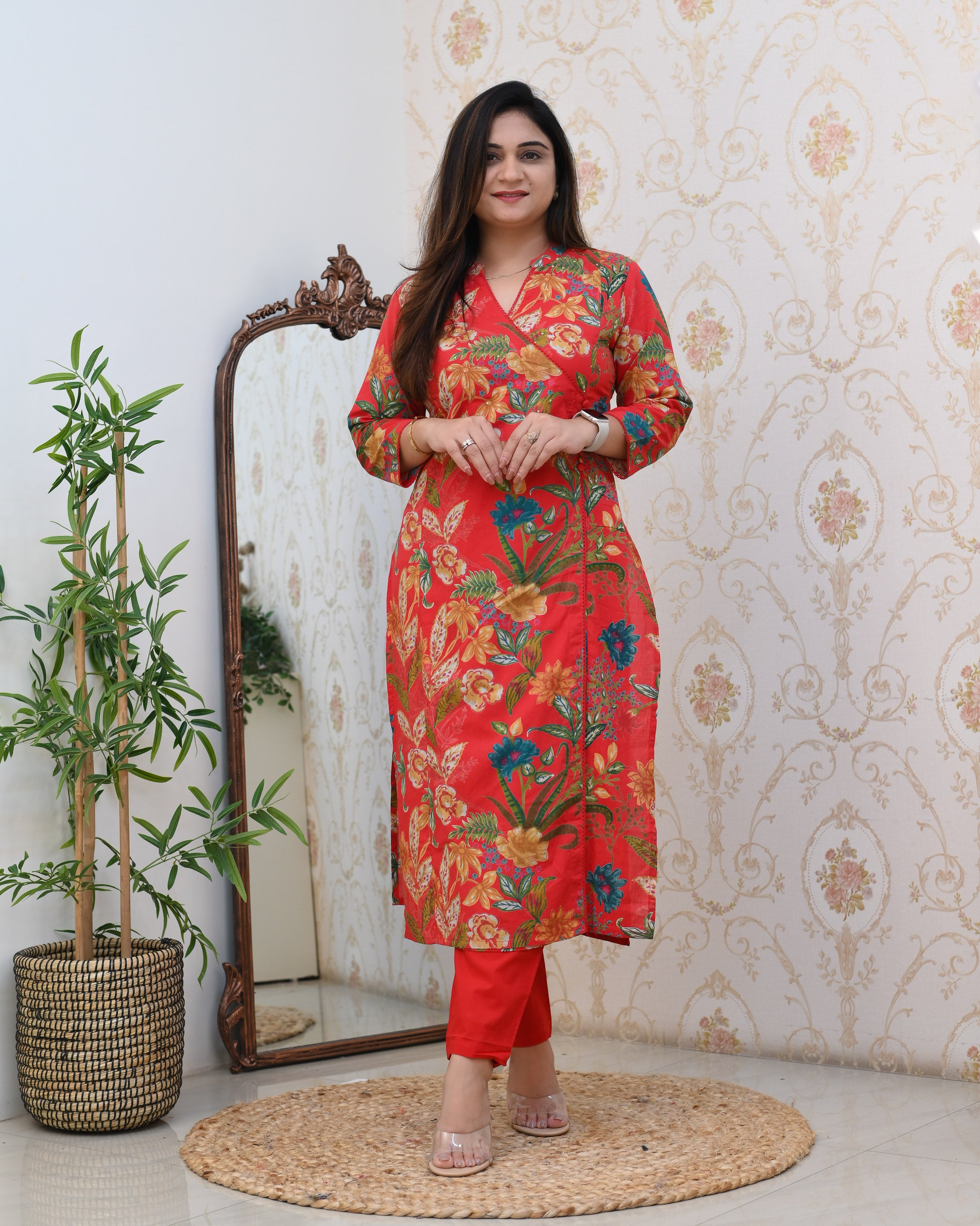 Anushka Casual Angrakha Style Cotton Pant Set - The Jaipur Studio