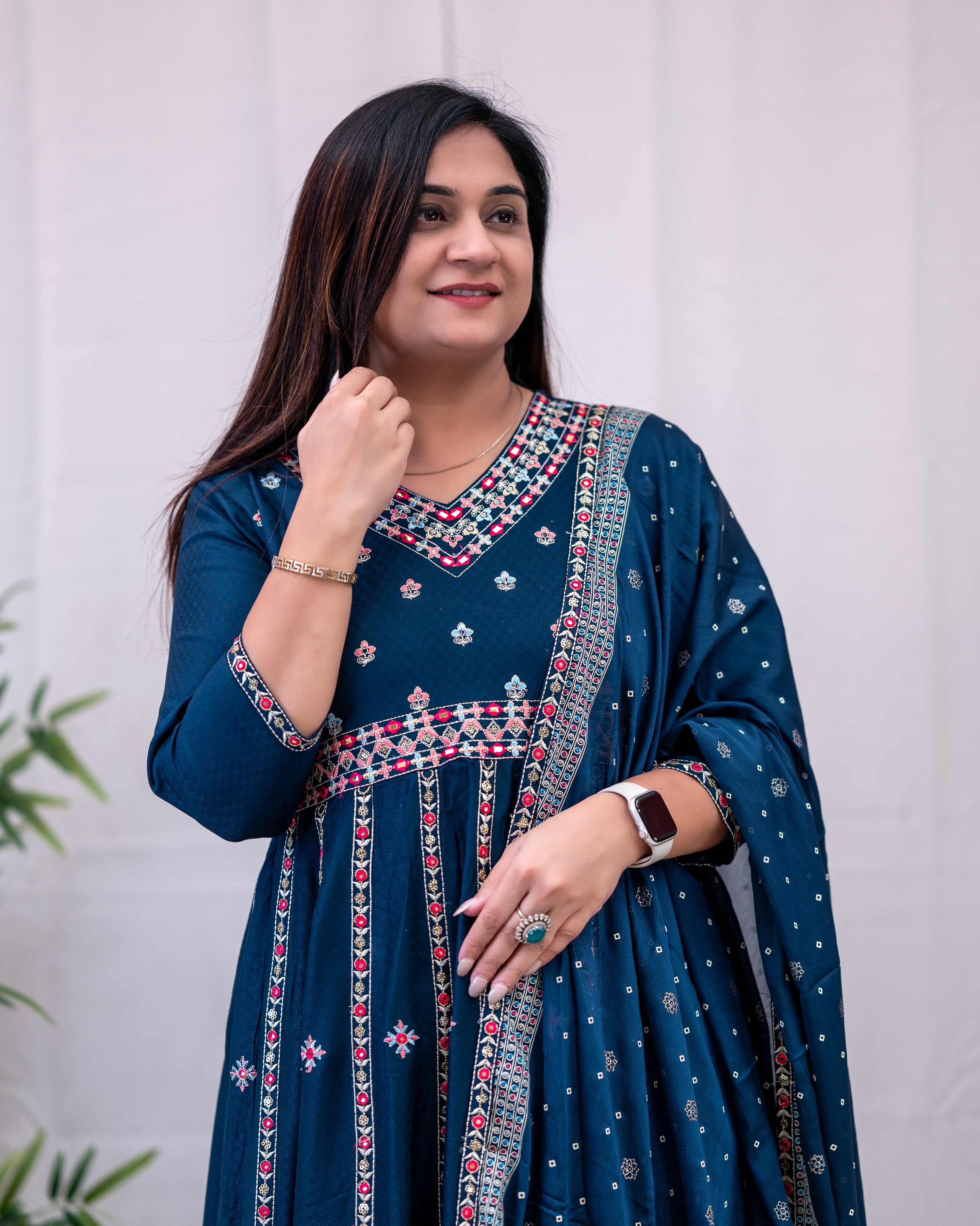 Karishma Rayon Embroidered Anarkali Set - The Jaipur Studio