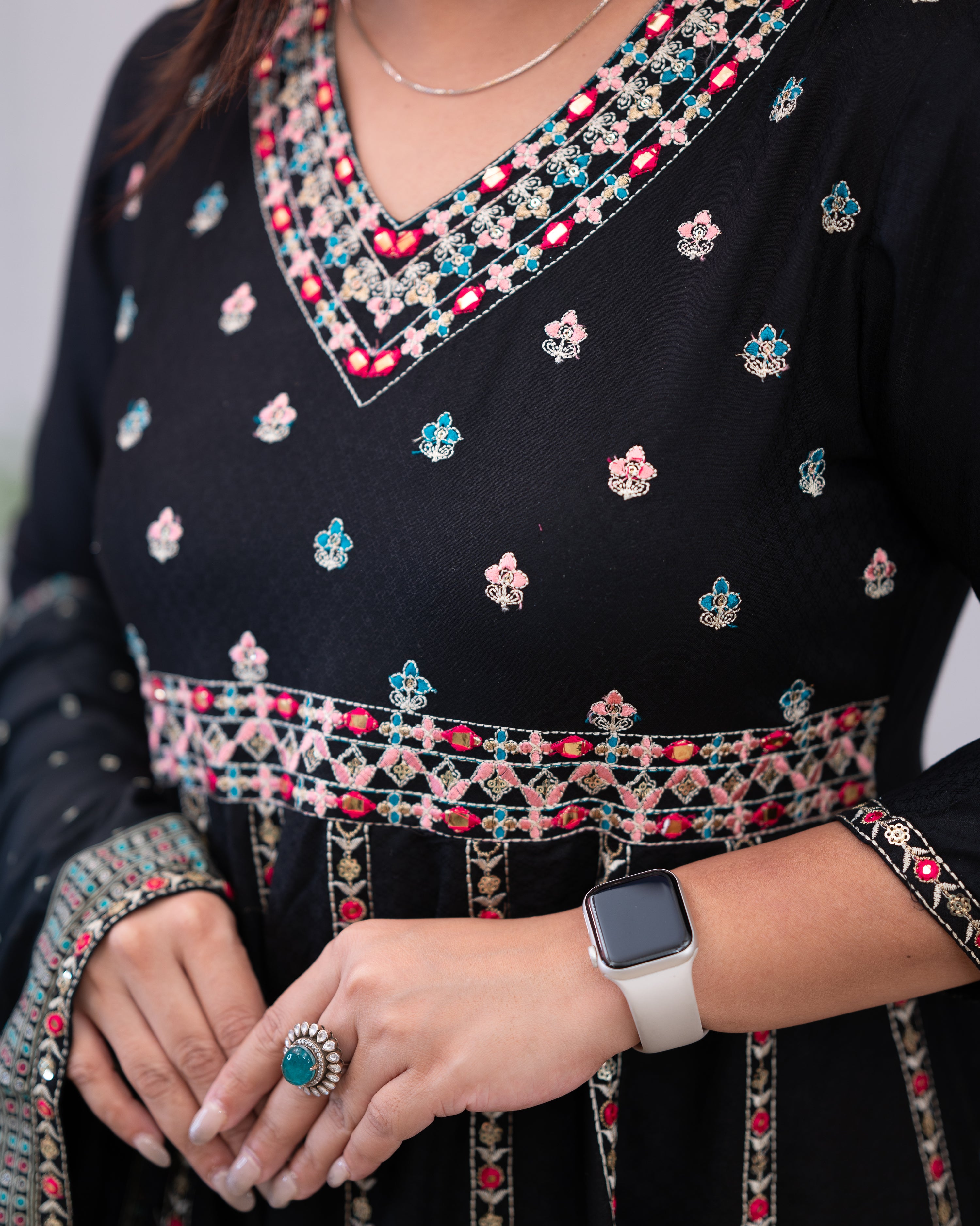 Karishma Rayon Embroidered Anarkali Set - The Jaipur Studio