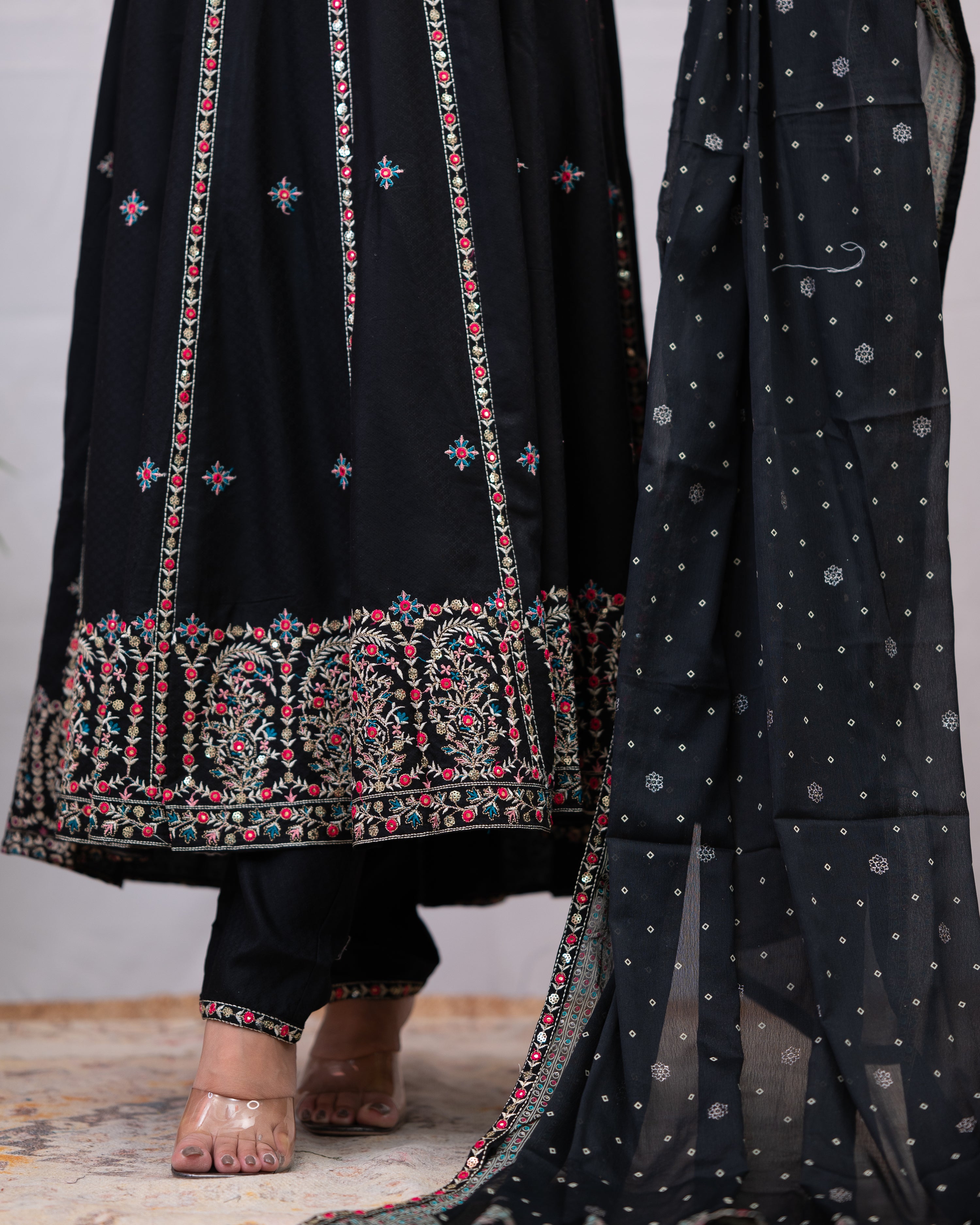 Karishma Rayon Embroidered Anarkali Set - The Jaipur Studio