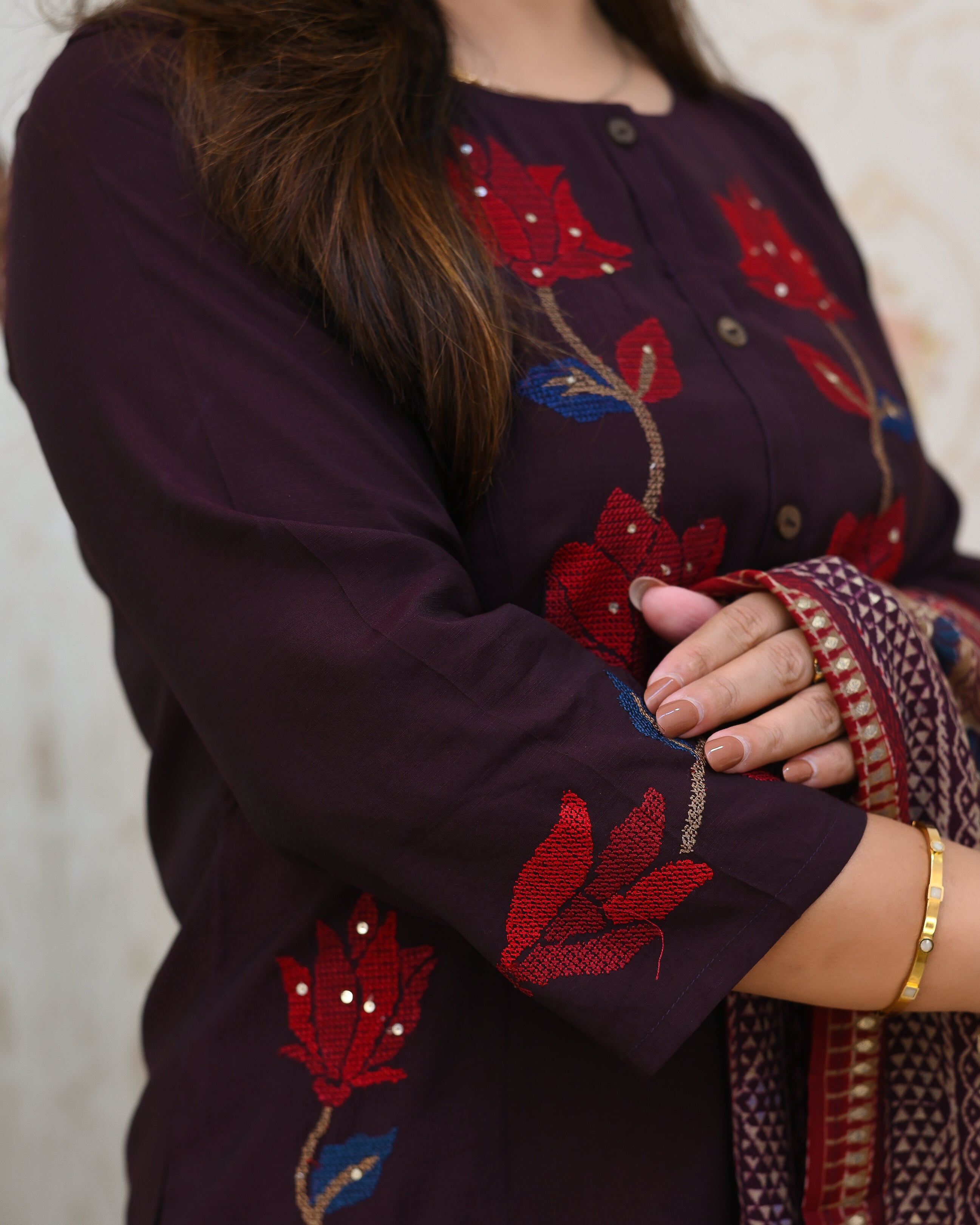 Modal Silk Embroidered Pant Set - The Jaipur Studio