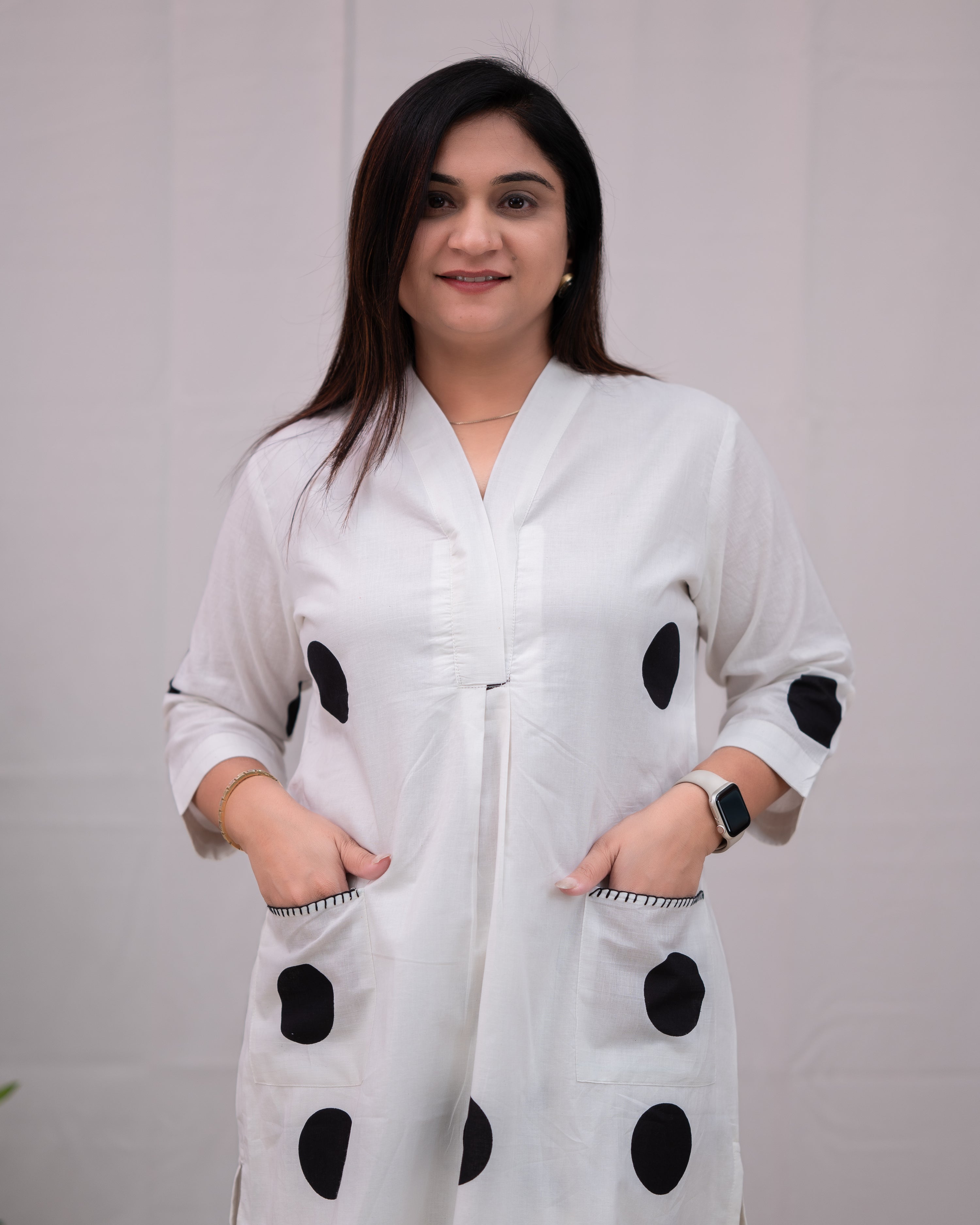 Sara Polka Print Mul Cotton A-line Coord Set - The Jaipur Studio