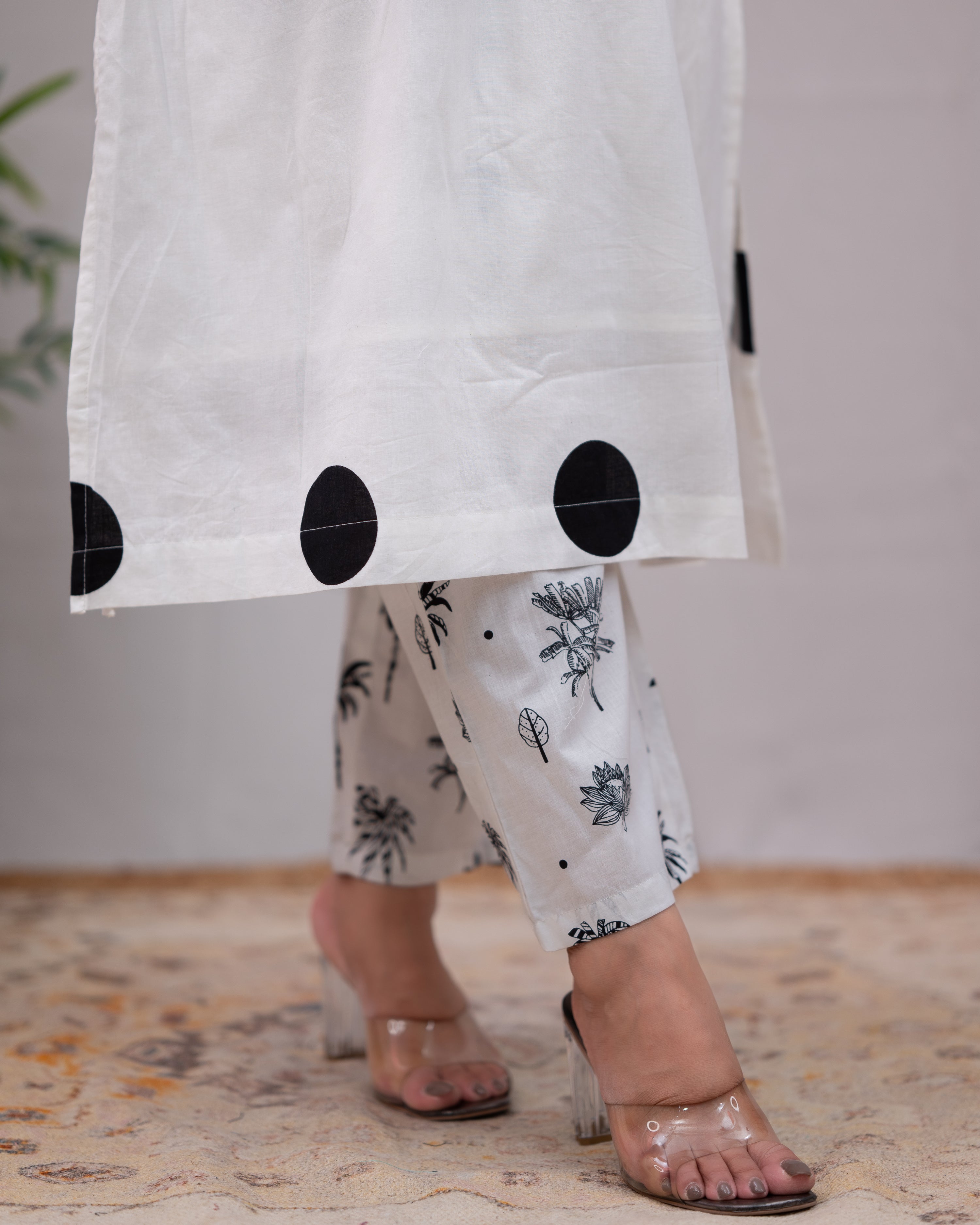 Sara Polka Print Mul Cotton A-line Coord Set - The Jaipur Studio