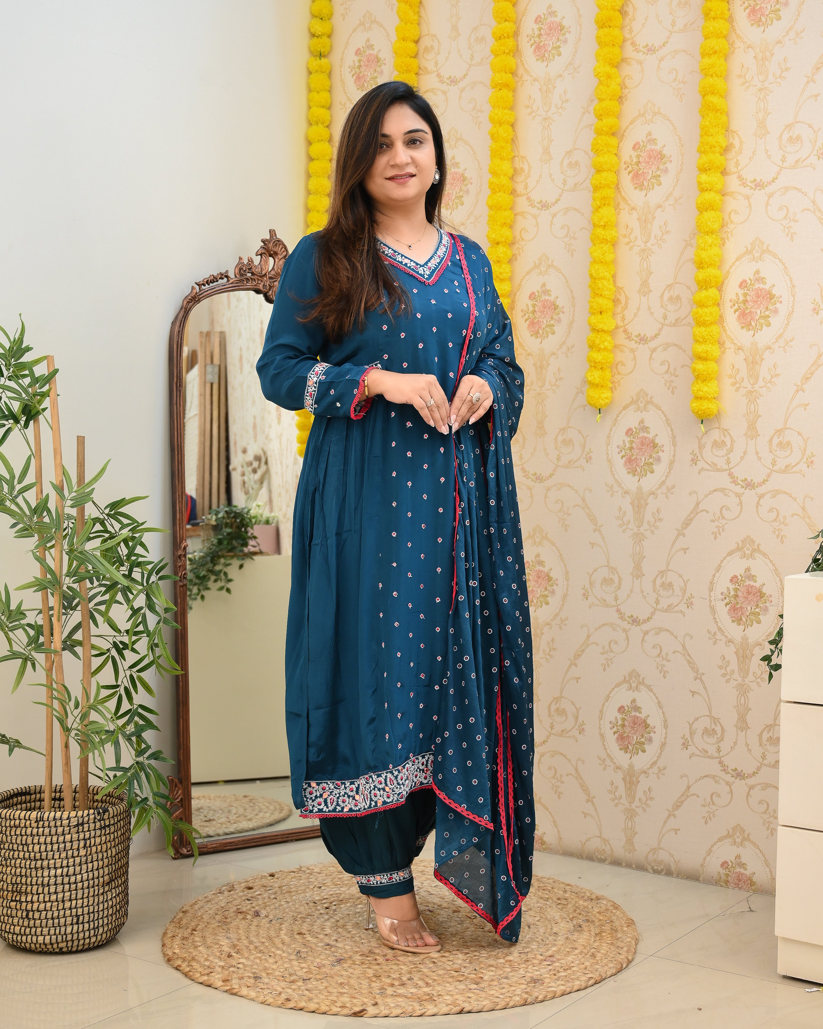 Chinnon Heavy Embroidered Afghani Set - The Jaipur Studio