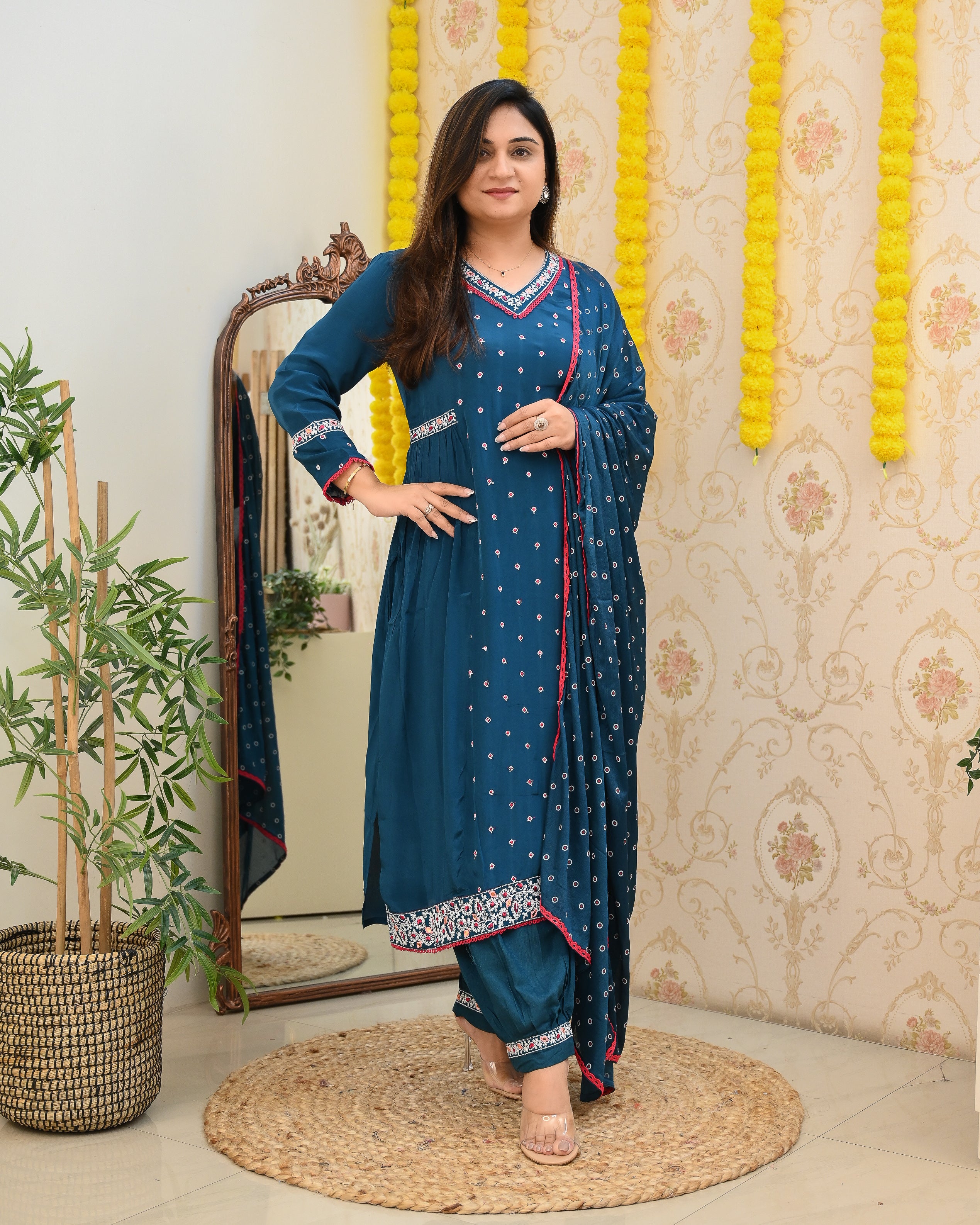 Chinnon Heavy Embroidered Afghani Set - The Jaipur Studio