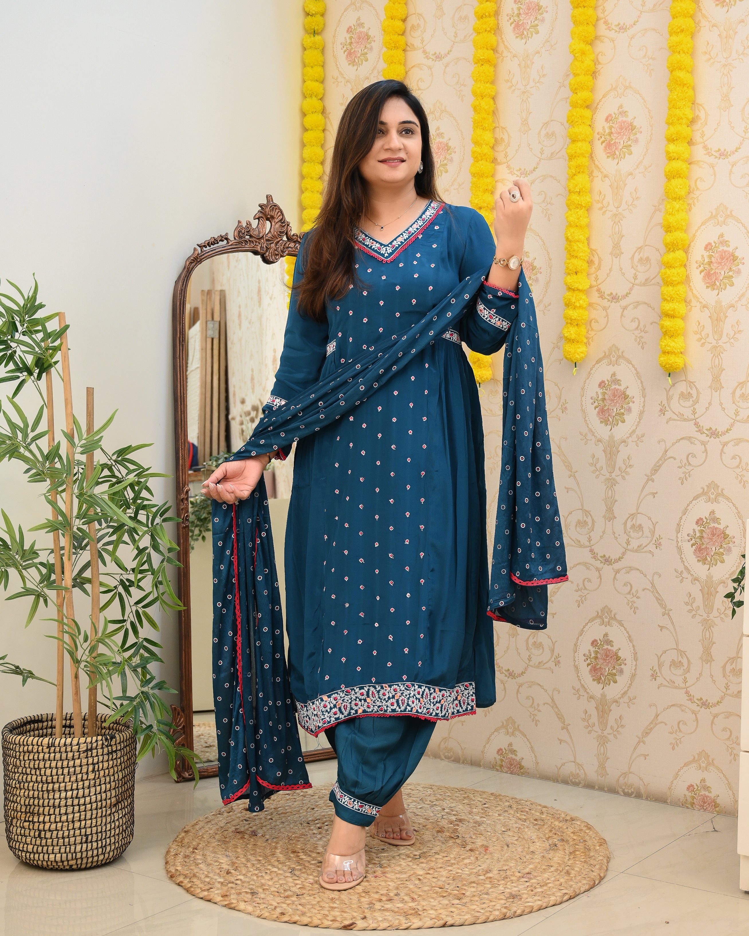 Chinnon Heavy Embroidered Afghani Set - The Jaipur Studio