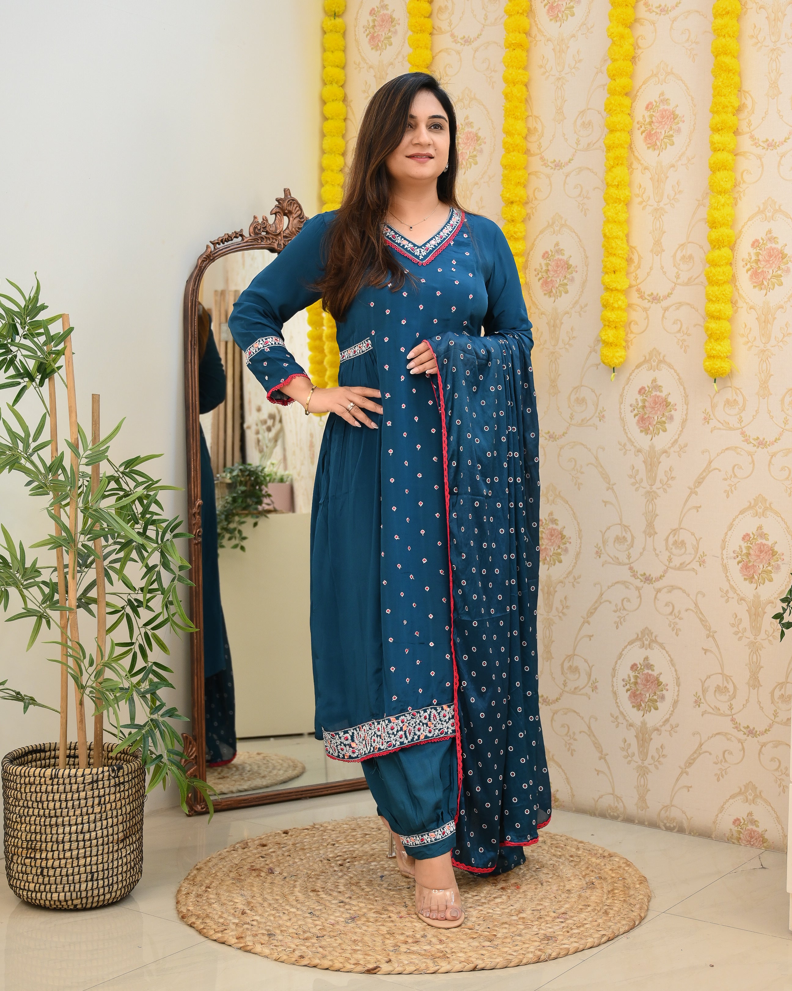 Chinnon Heavy Embroidered Afghani Set - The Jaipur Studio