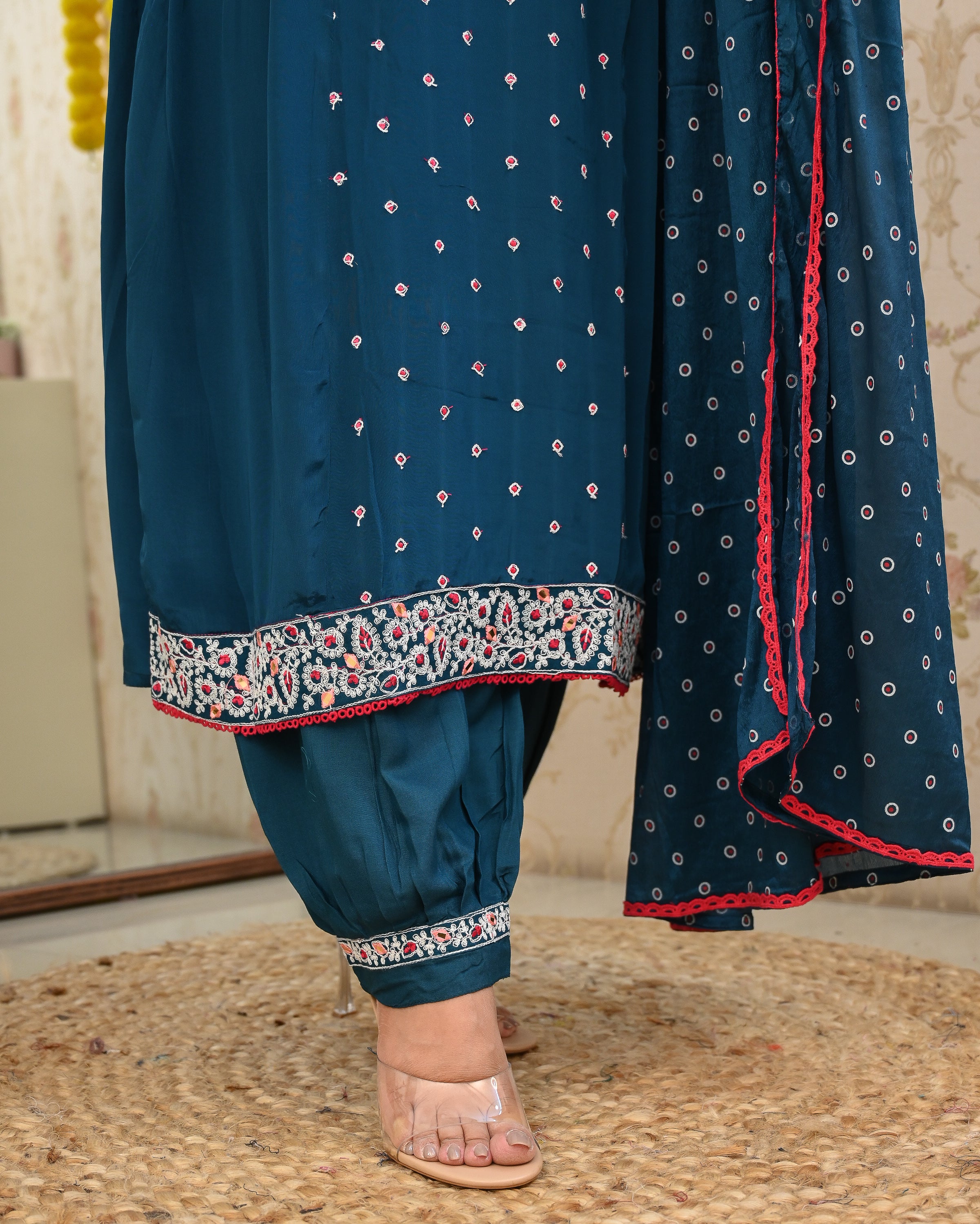 Chinnon Heavy Embroidered Afghani Set - The Jaipur Studio
