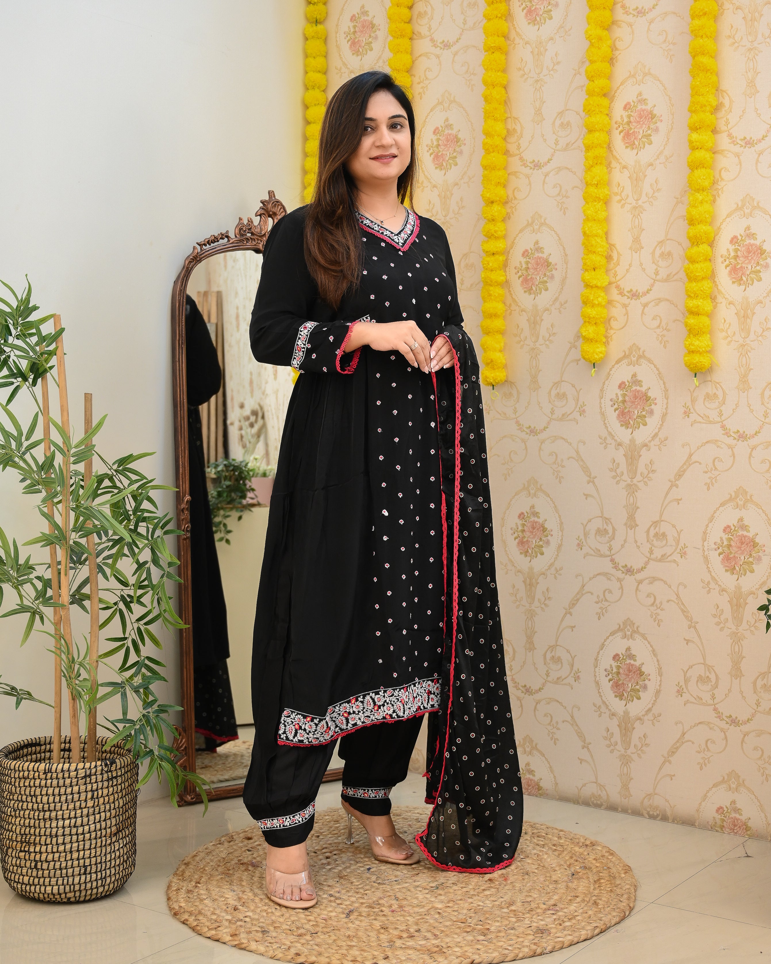 Chinnon Heavy Embroidered Afghani Set - The Jaipur Studio