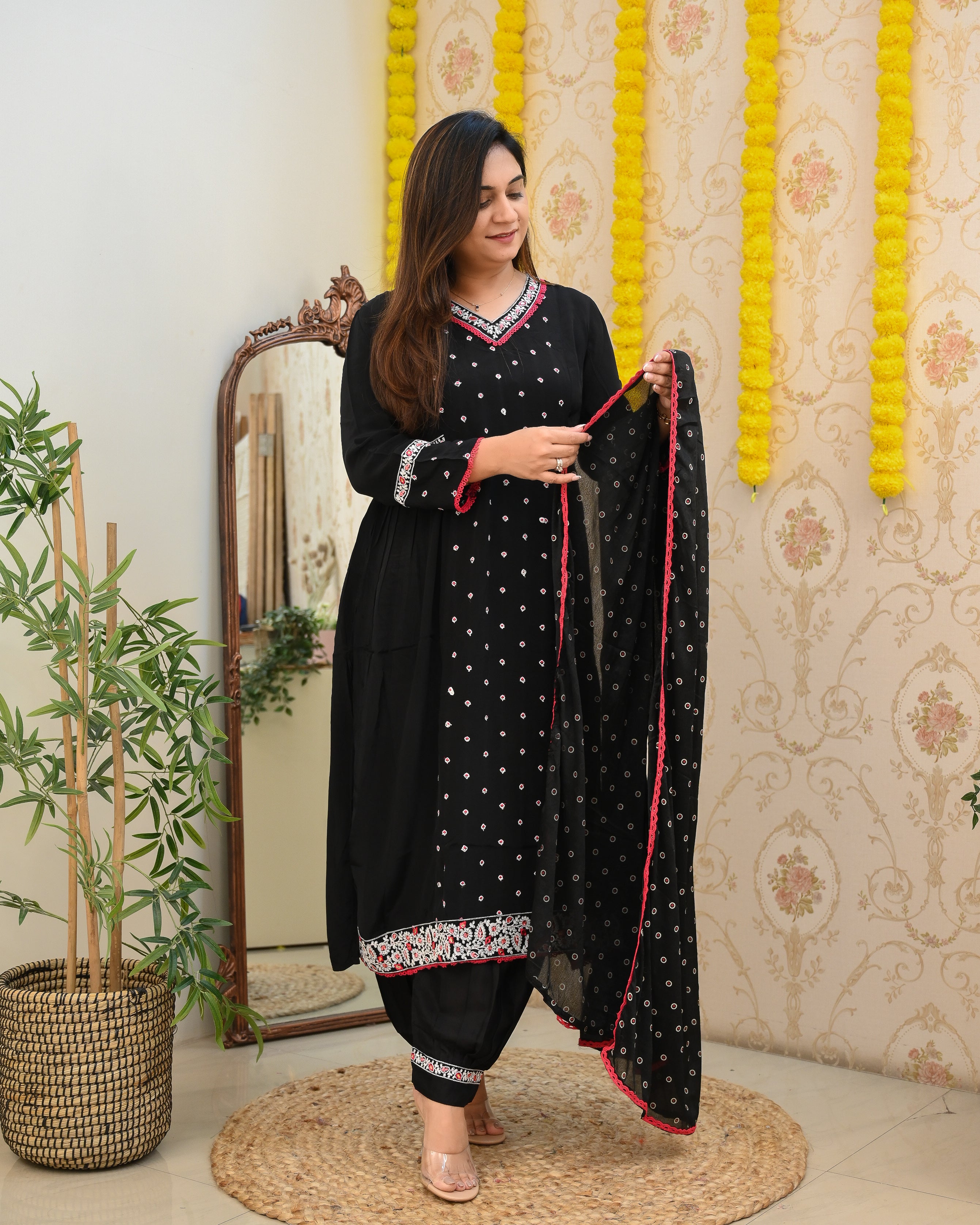 Chinnon Heavy Embroidered Afghani Set - The Jaipur Studio