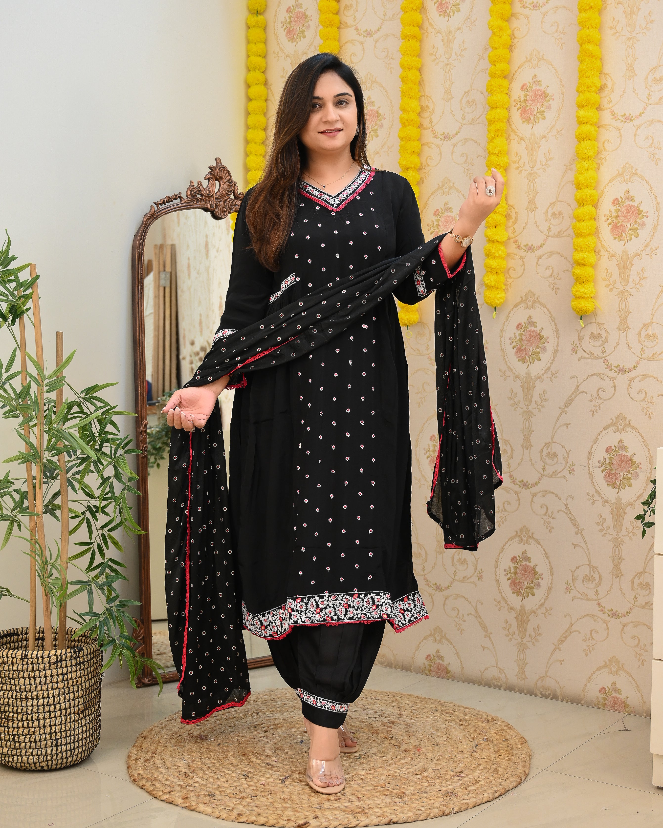 Chinnon Heavy Embroidered Afghani Set - The Jaipur Studio