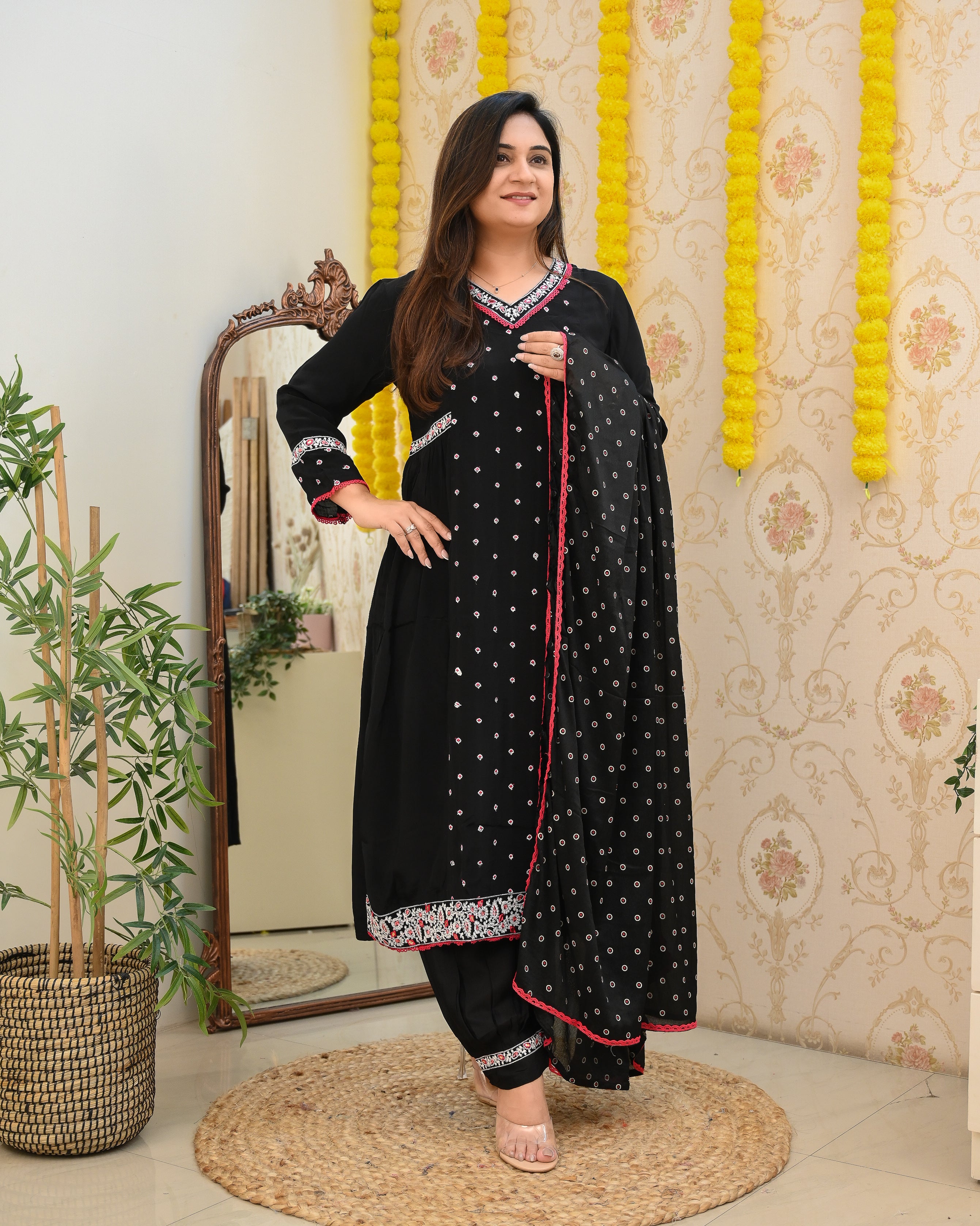 Chinnon Heavy Embroidered Afghani Set - The Jaipur Studio