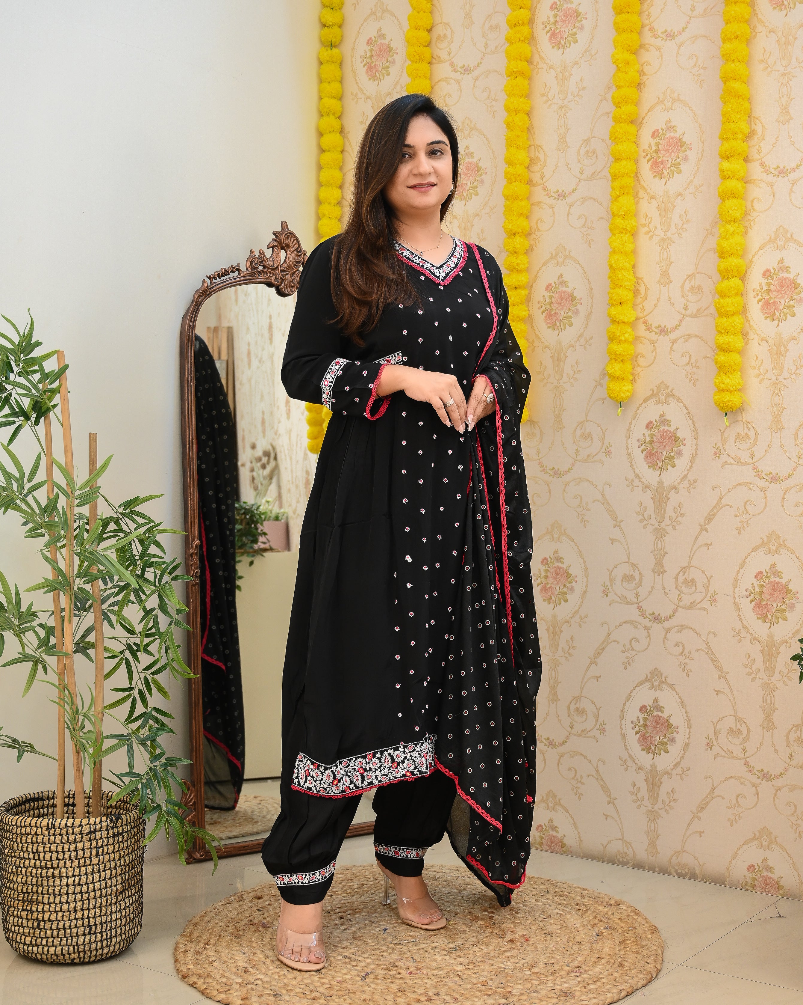 Chinnon Heavy Embroidered Afghani Set - The Jaipur Studio