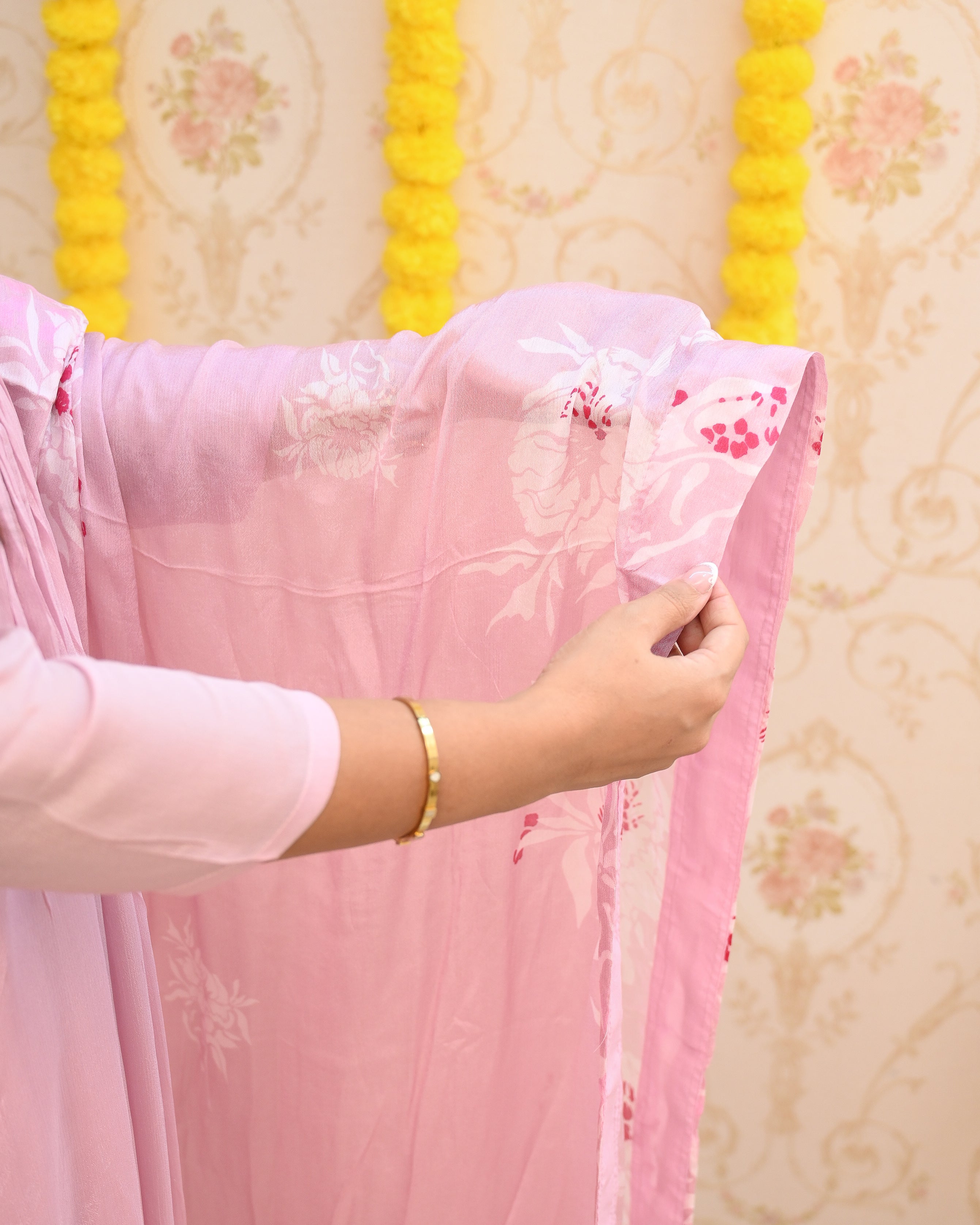 Premium Chinnon Hand Embroidered A-line Pant Set - The Jaipur Studio