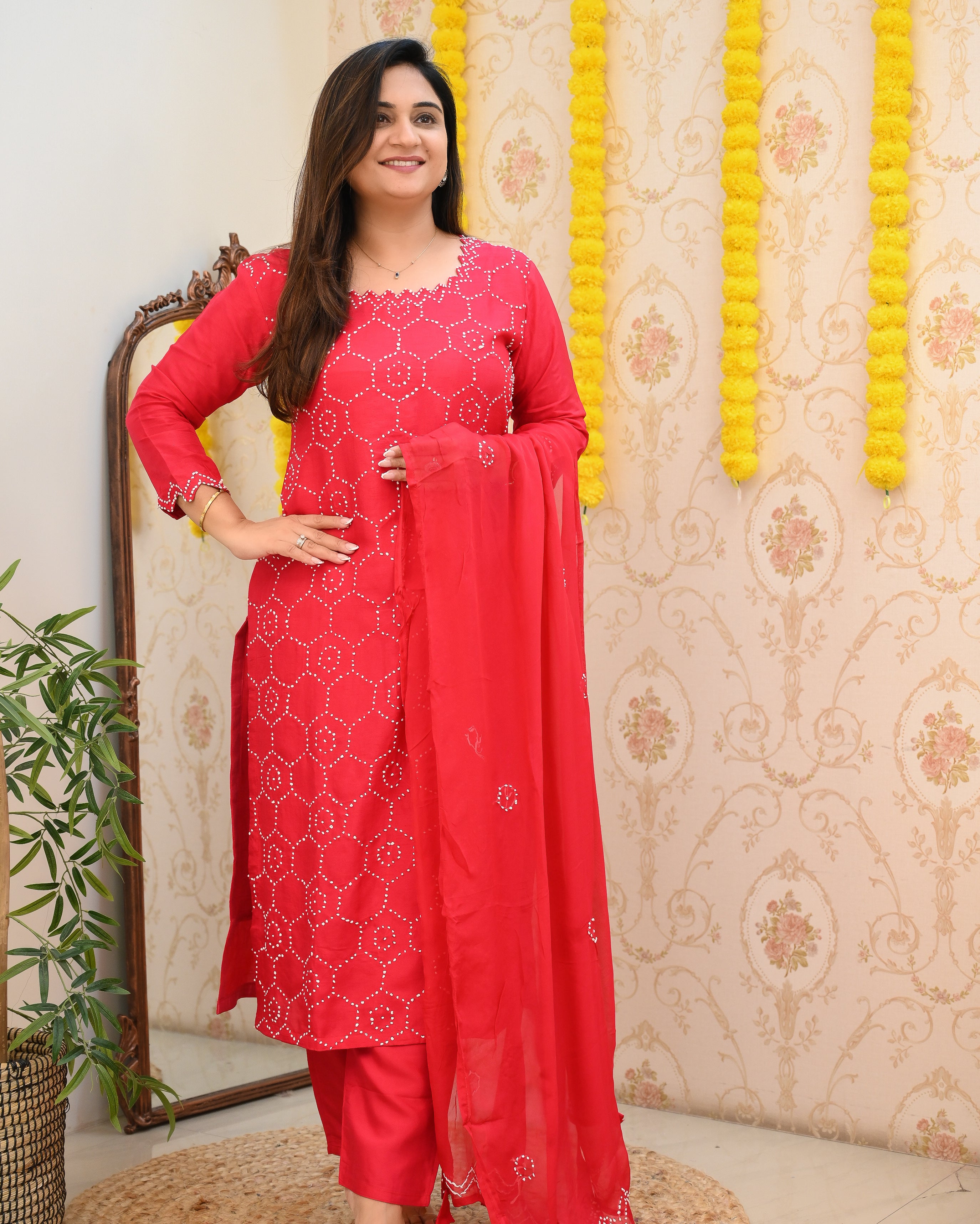 Premium Muslin Knot Embroidered Suit - The Jaipur Studio