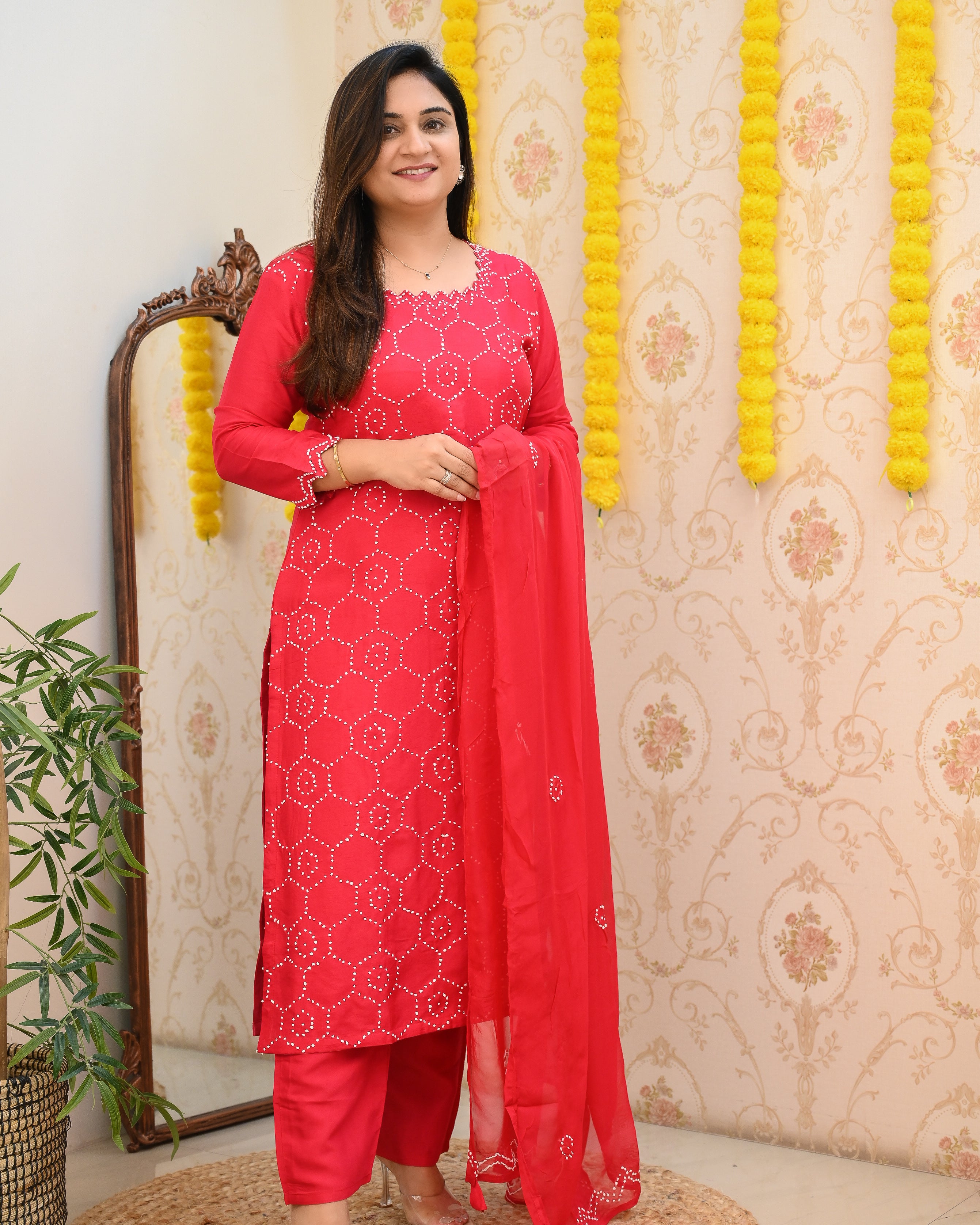 Premium Muslin Knot Embroidered Suit - The Jaipur Studio