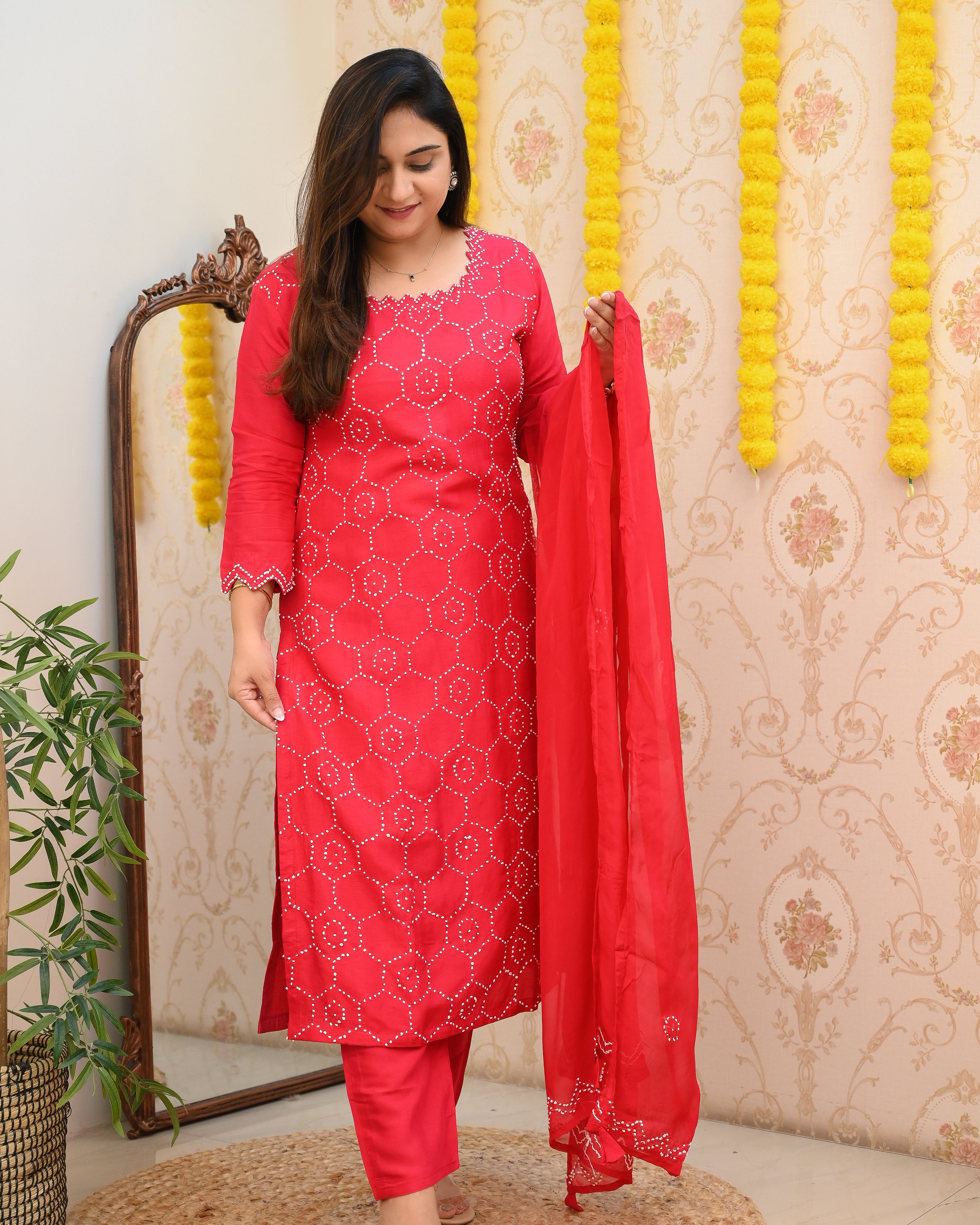 Premium Muslin Knot Embroidered Suit - The Jaipur Studio