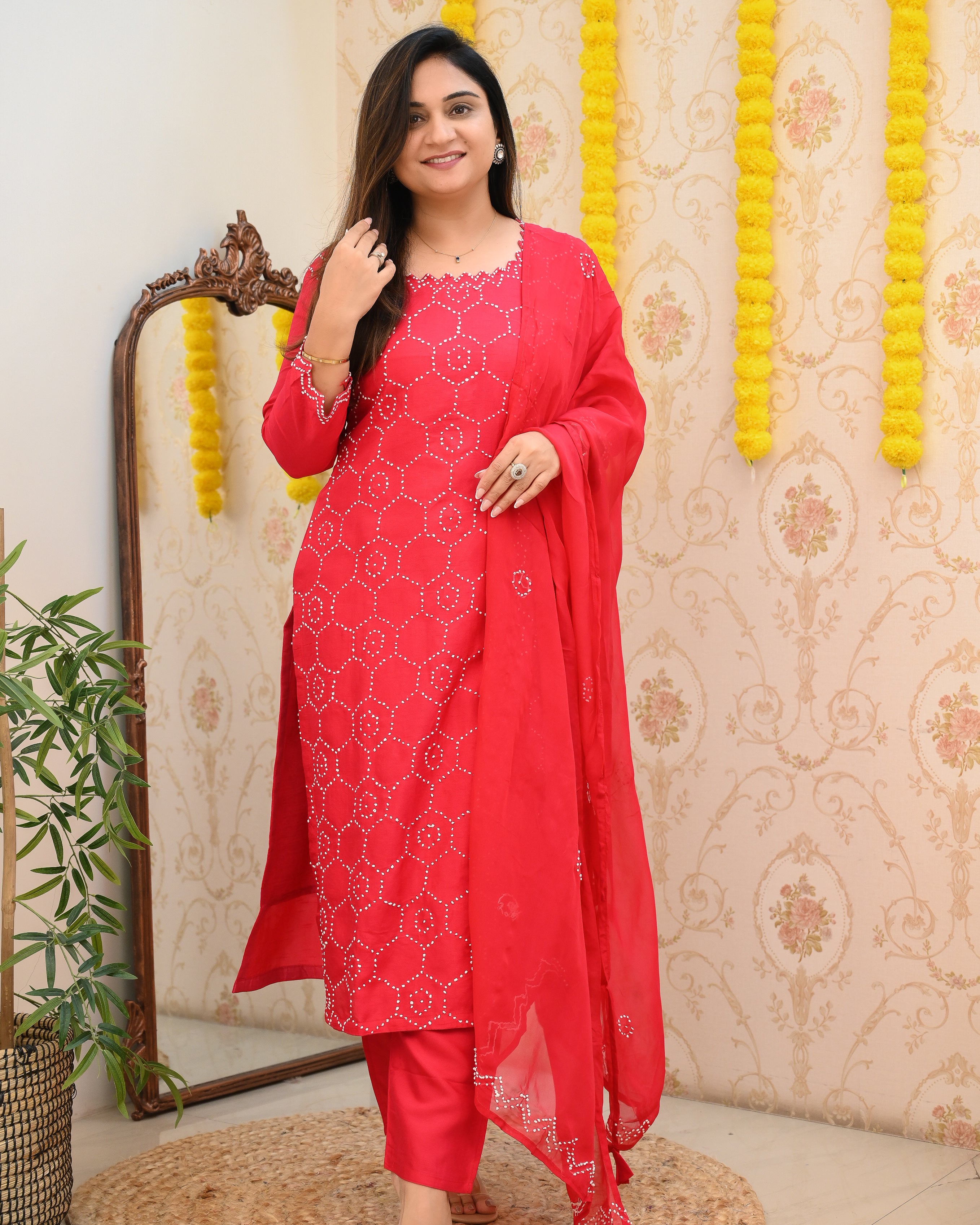 Premium Muslin Knot Embroidered Suit - The Jaipur Studio
