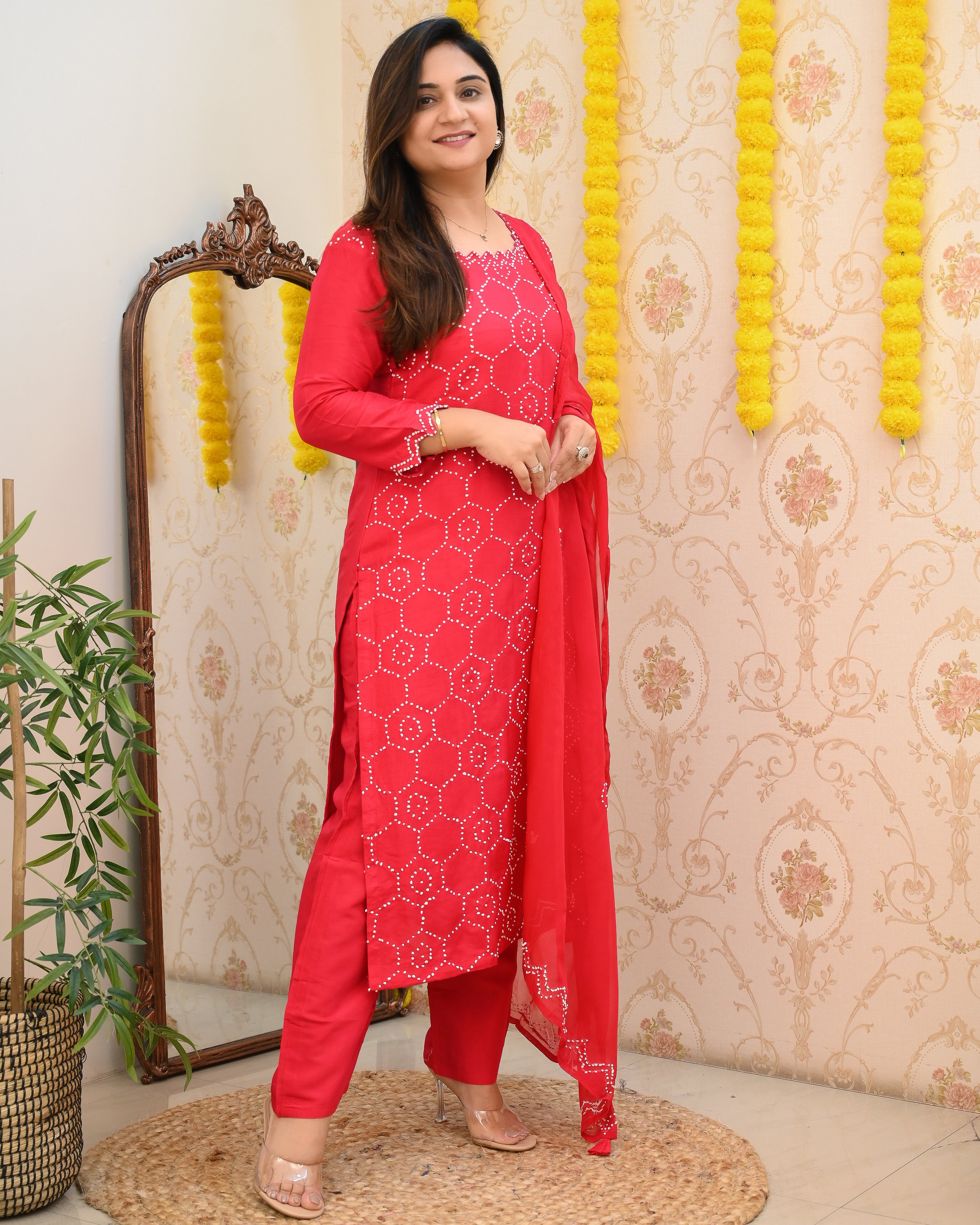 Premium Muslin Knot Embroidered Suit - The Jaipur Studio