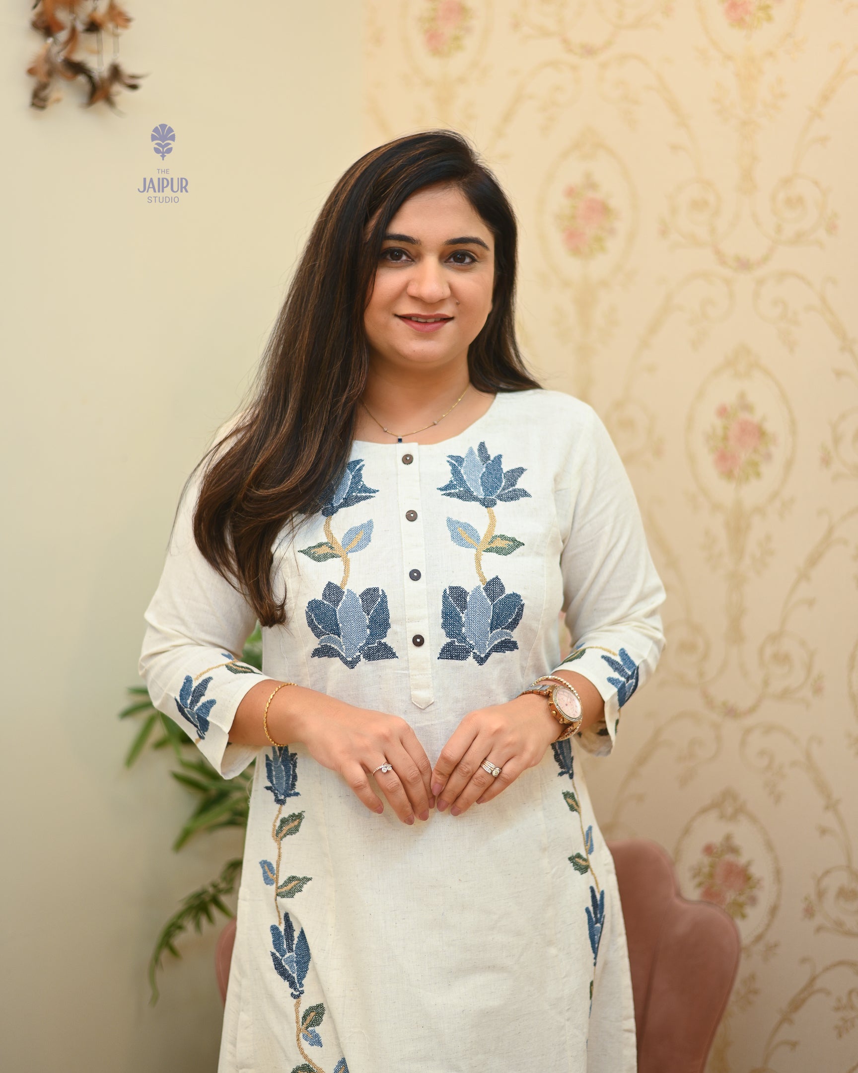 Tamanna Cotton Embroidered Pant Set - The Jaipur Studio