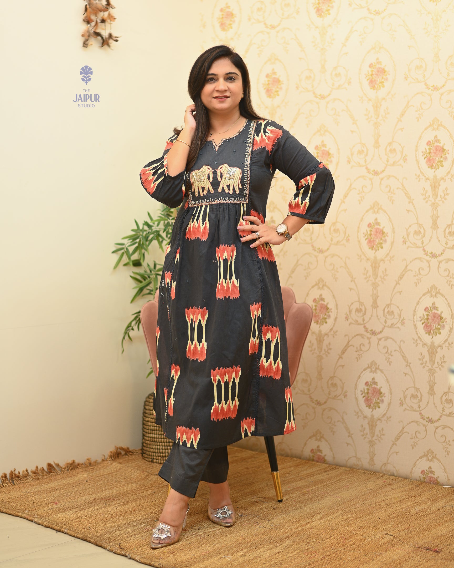 Mitali Summerish Cotton HandEmbroidered Pant Set - The Jaipur Studio