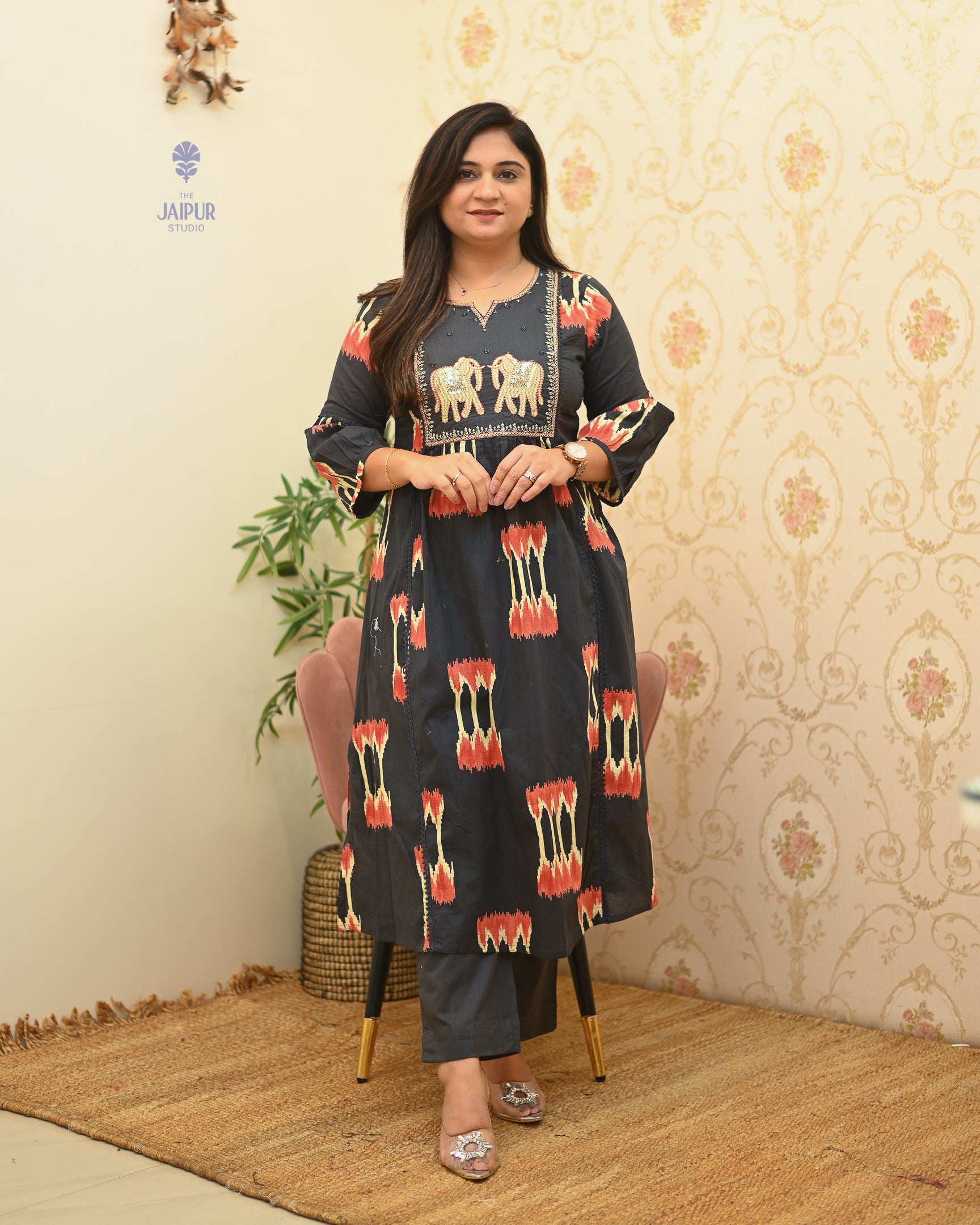 Mitali Summerish Cotton HandEmbroidered Pant Set - The Jaipur Studio