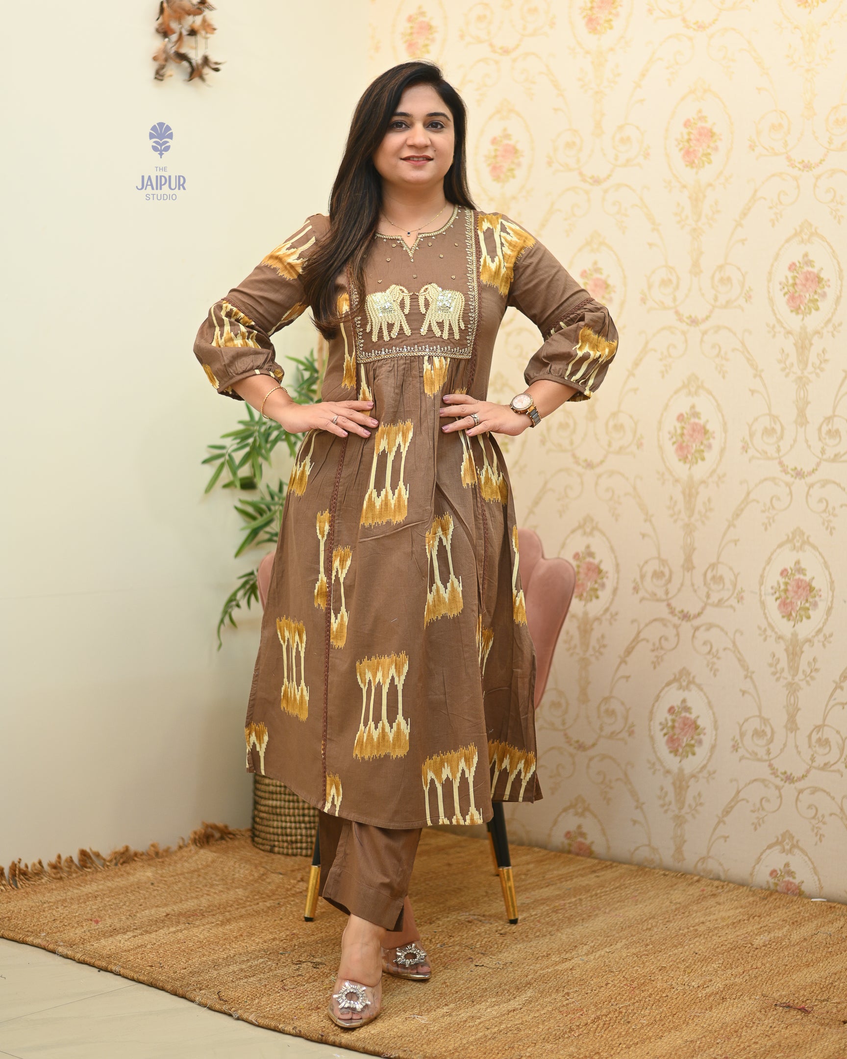 Mitali Summerish Cotton HandEmbroidered Pant Set - The Jaipur Studio