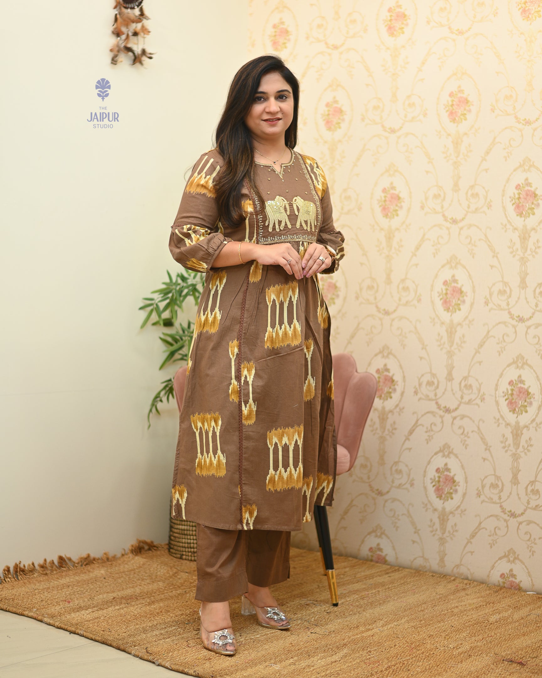 Mitali Summerish Cotton HandEmbroidered Pant Set - The Jaipur Studio