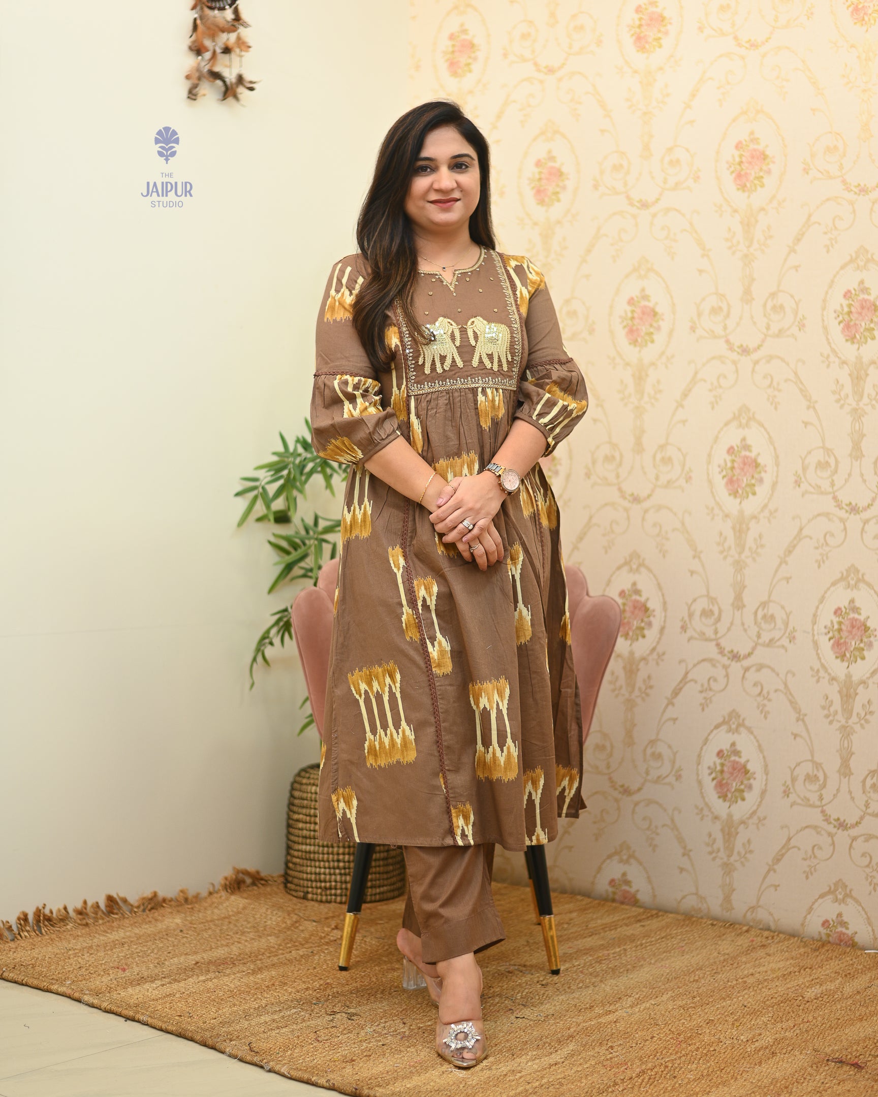 Mitali Summerish Cotton HandEmbroidered Pant Set - The Jaipur Studio