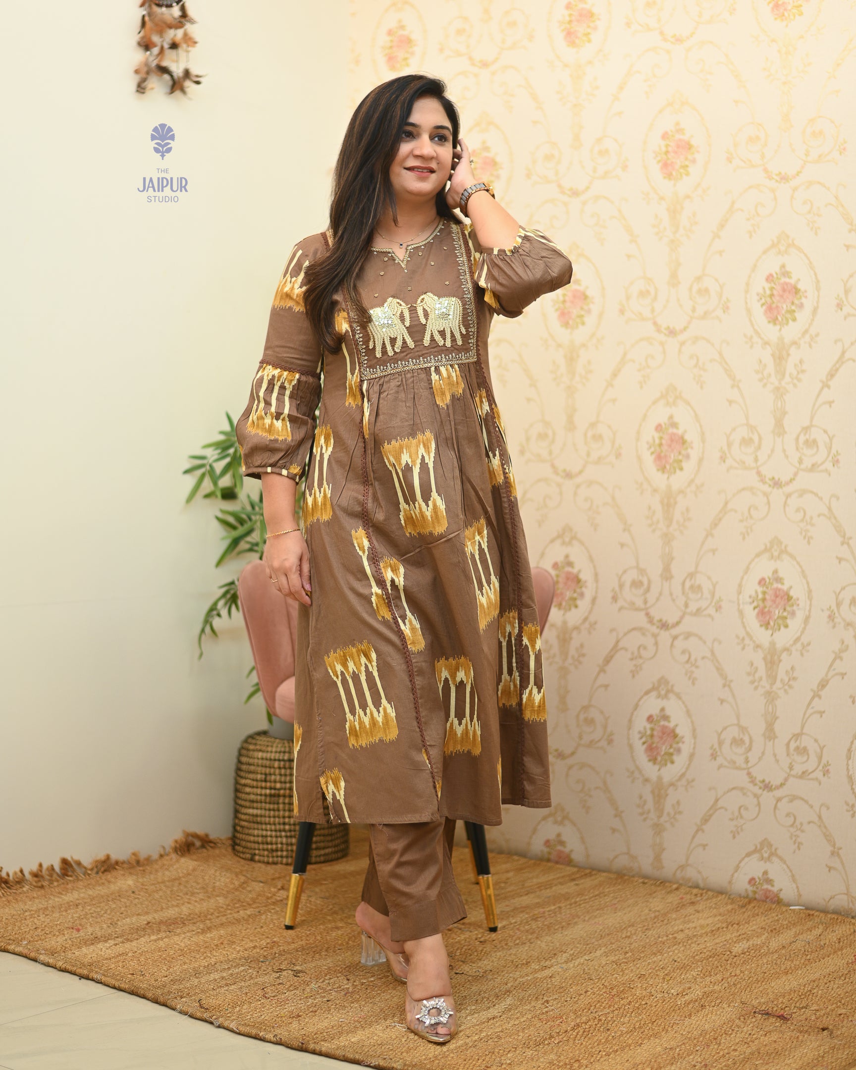 Mitali Summerish Cotton HandEmbroidered Pant Set - The Jaipur Studio
